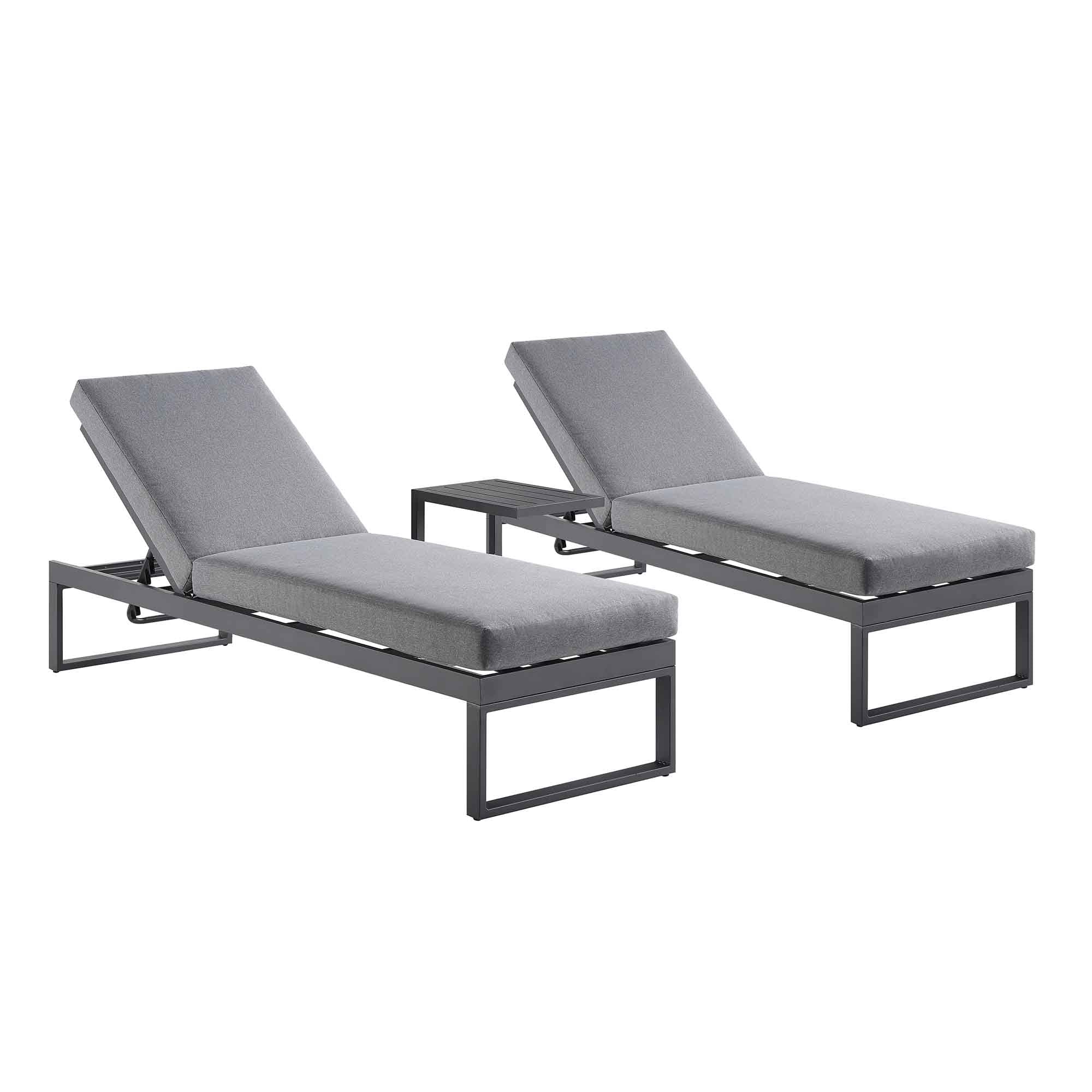 Albany Aluminium Sun Lounger and Side Table Set, Grey