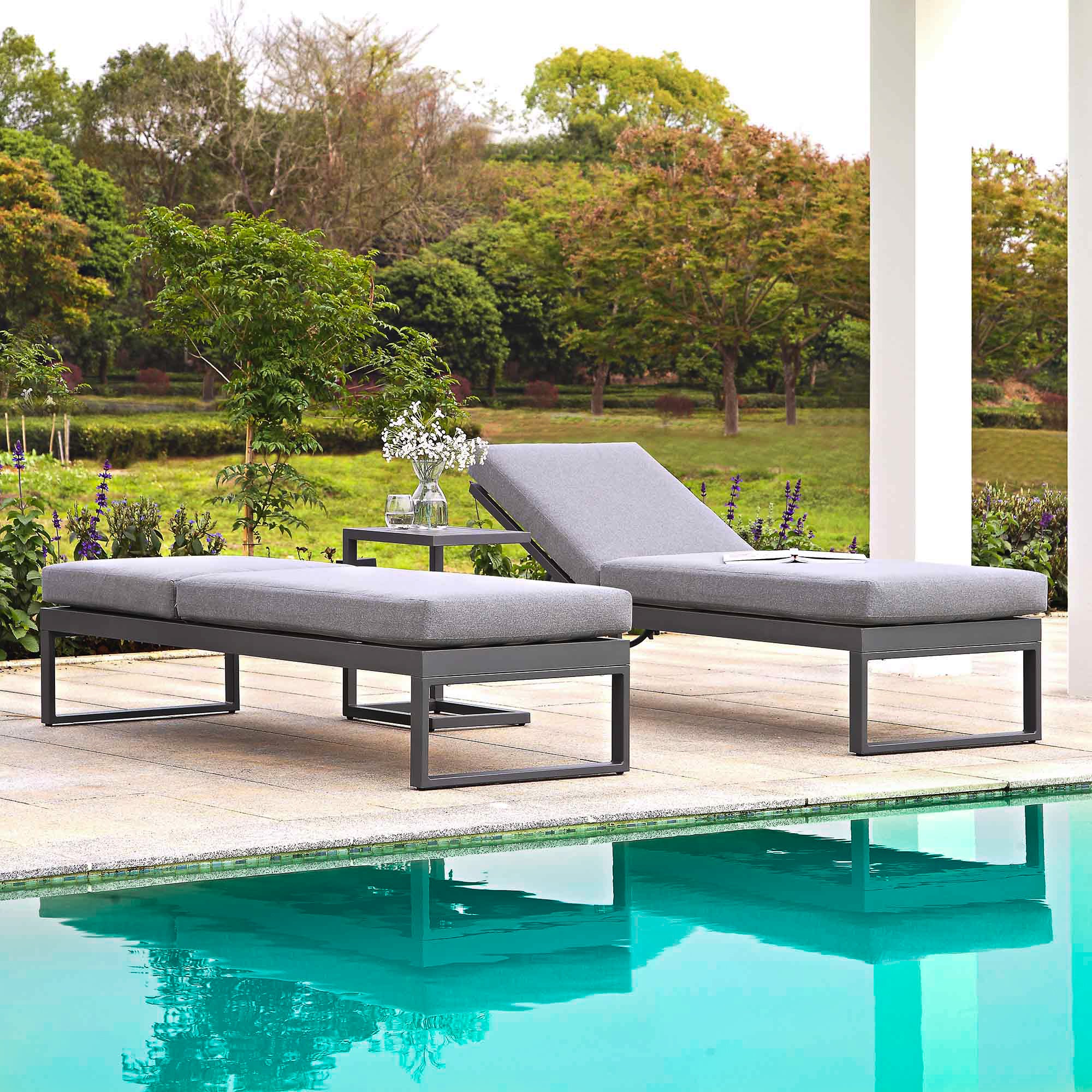 Albany Aluminium Sun Lounger, Grey