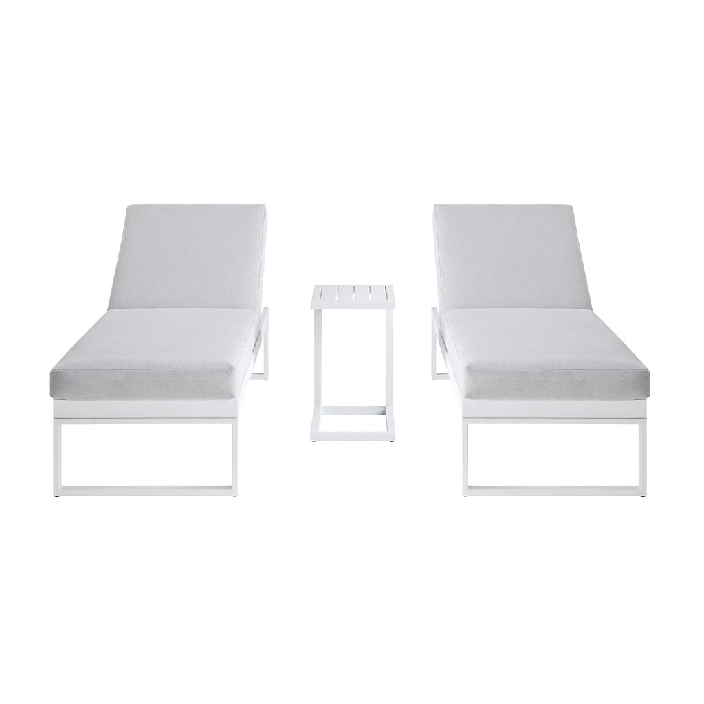Albany Aluminium Sun Lounger and Side Table Set, White