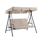 Champneys Outdoor Reclining Swing with Canopy, Taupe Striped