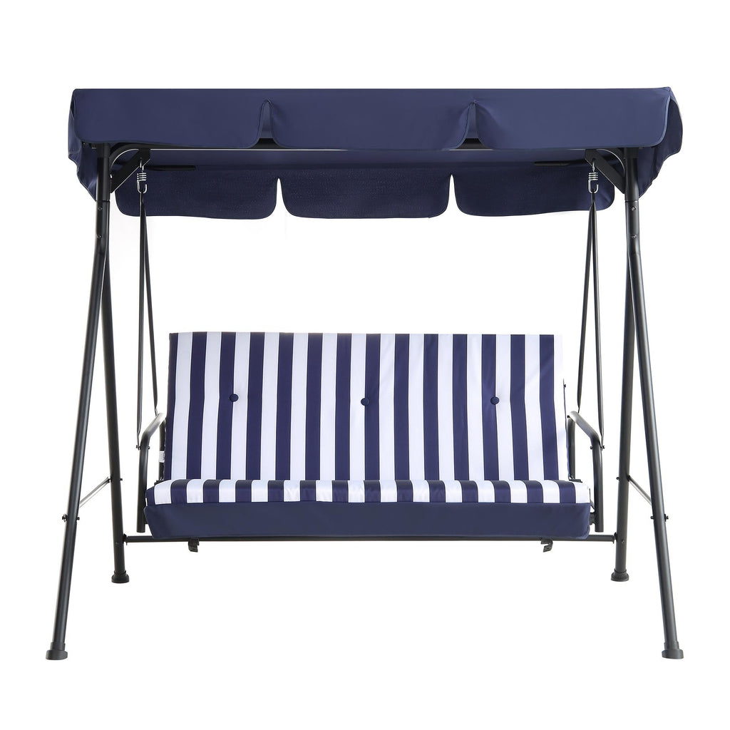 Champneys Outdoor Reclining Swing with Canopy, Blue Striped