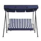 Champneys Outdoor Reclining Swing with Canopy, Blue Striped
