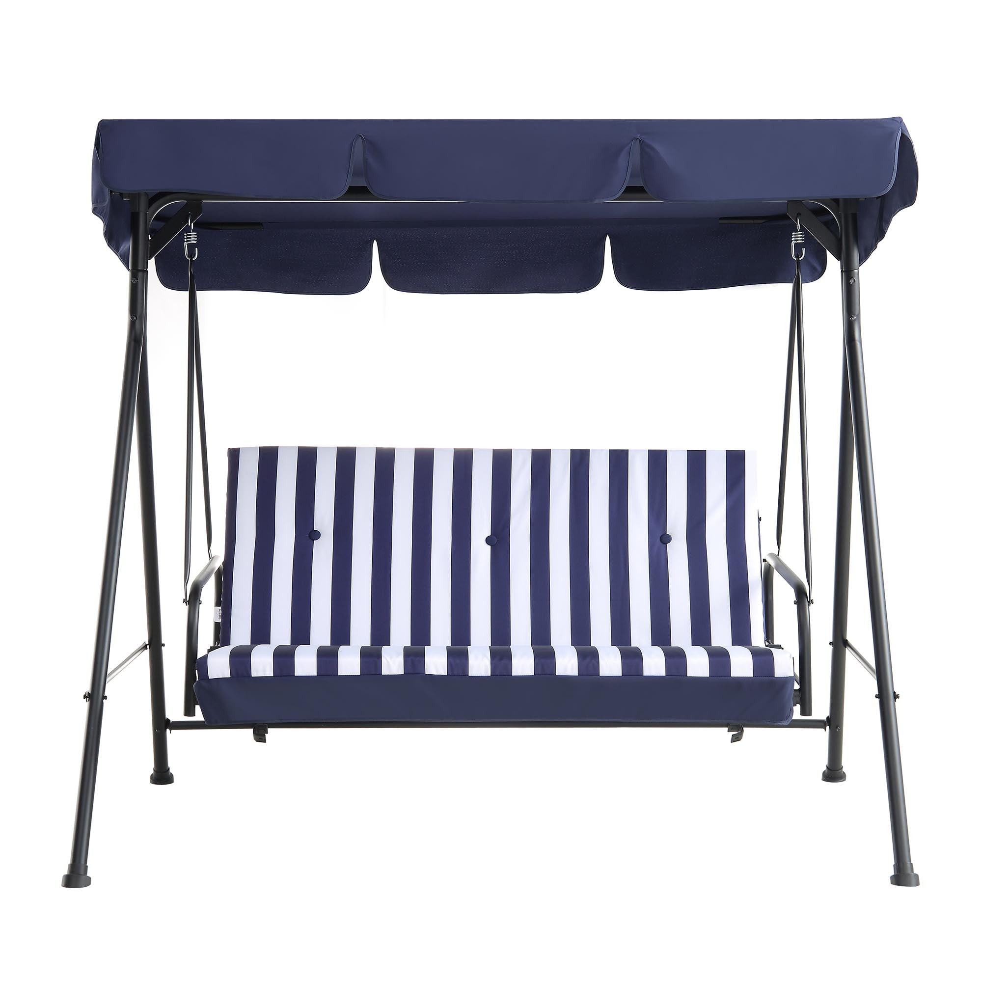 Champneys Outdoor Reclining Swing with Canopy, Blue Striped