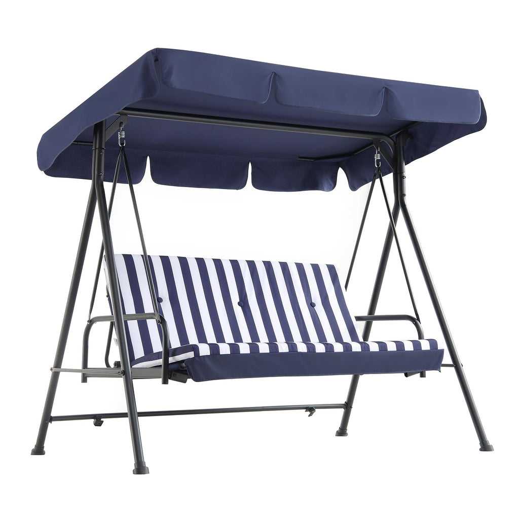 Champneys Outdoor Reclining Swing with Canopy, Blue Striped