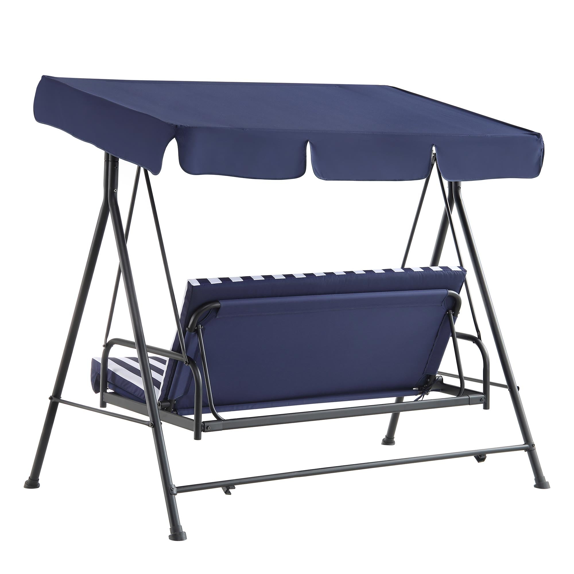 Champneys Outdoor Reclining Swing with Canopy, Blue Striped