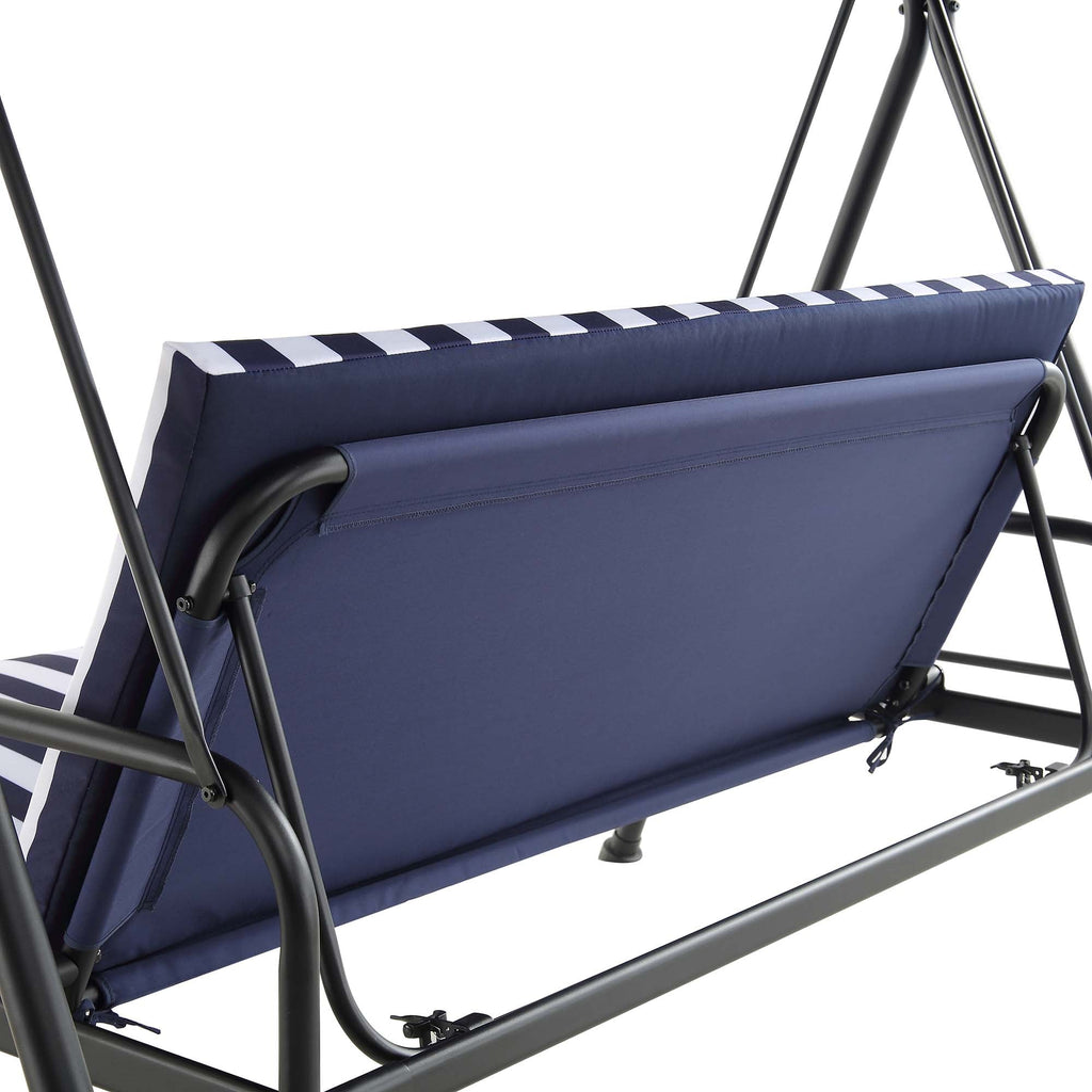 Champneys Outdoor Reclining Swing with Canopy, Blue Striped