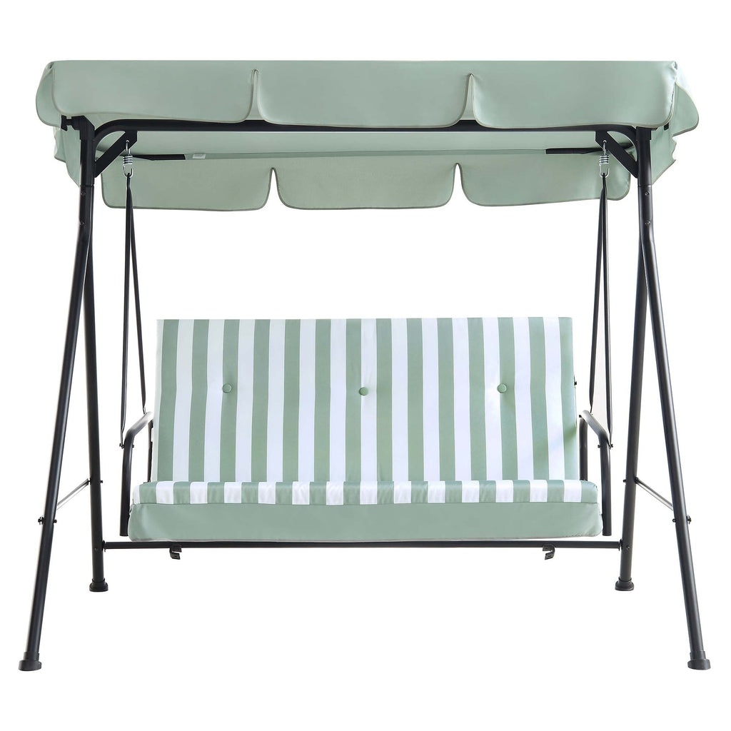 Champneys Outdoor Reclining Swing with Canopy, Sage Green Striped