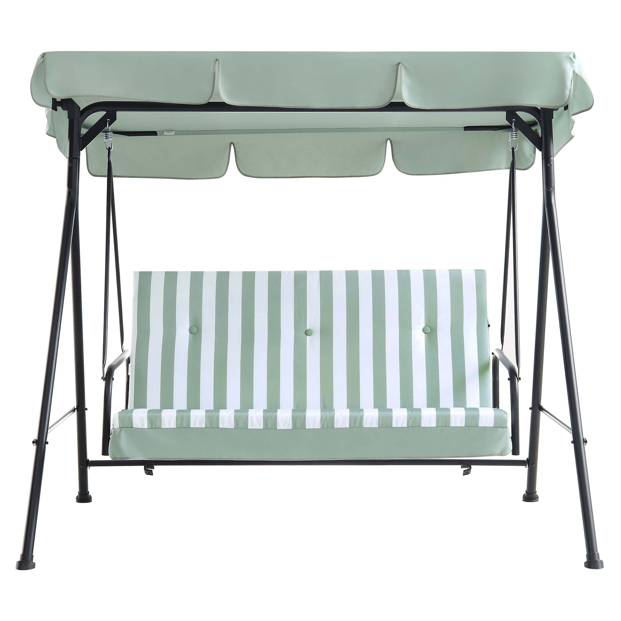 Champneys Outdoor Reclining Swing with Canopy, Sage Green Striped