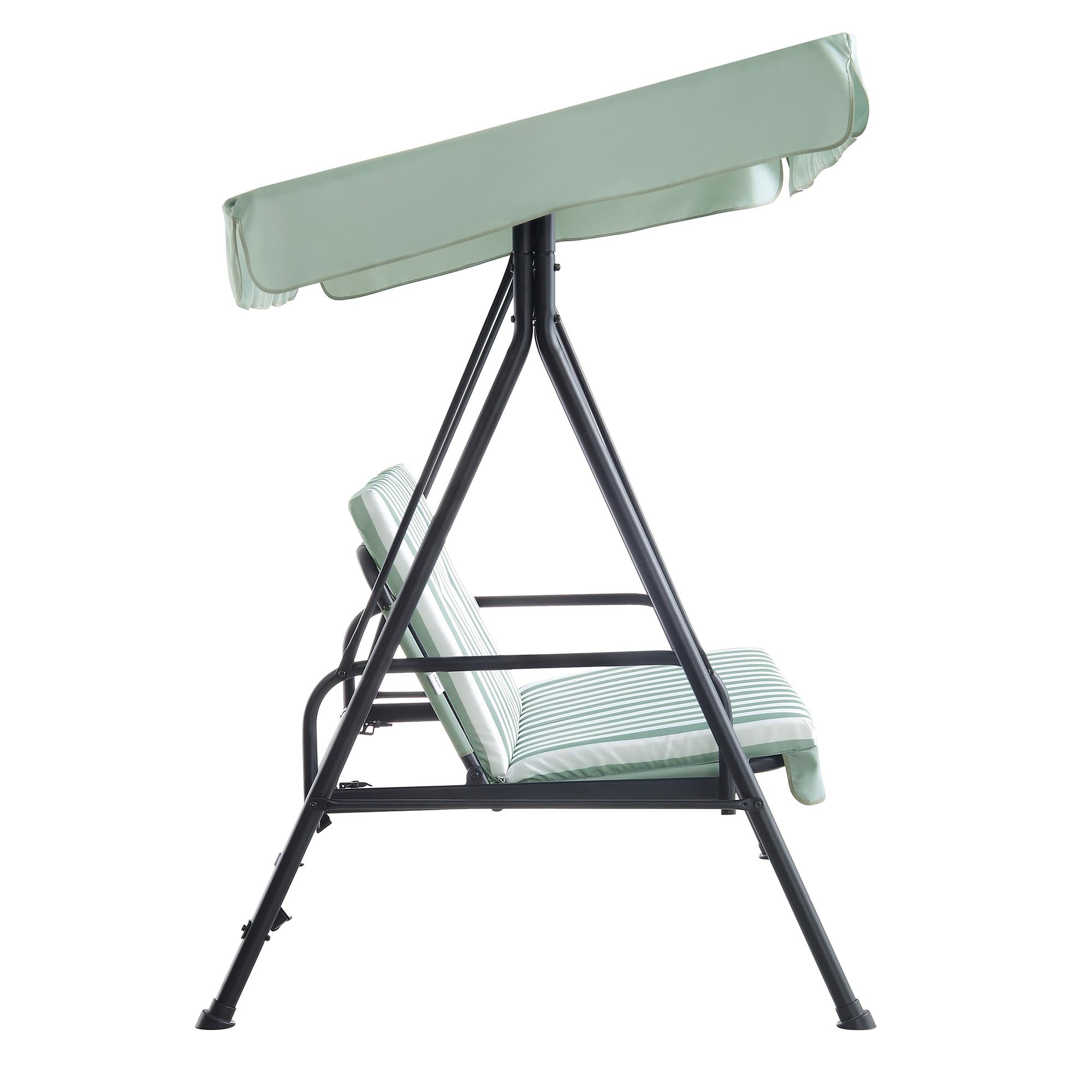 Champneys Outdoor Reclining Swing with Canopy, Sage Green Striped