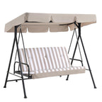 Champneys Outdoor Reclining Swing with Canopy, Taupe Striped