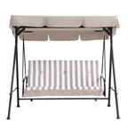Champneys Outdoor Reclining Swing with Canopy, Taupe Striped