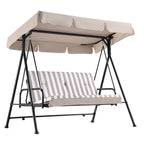 Champneys Outdoor Reclining Swing with Canopy, Taupe Striped