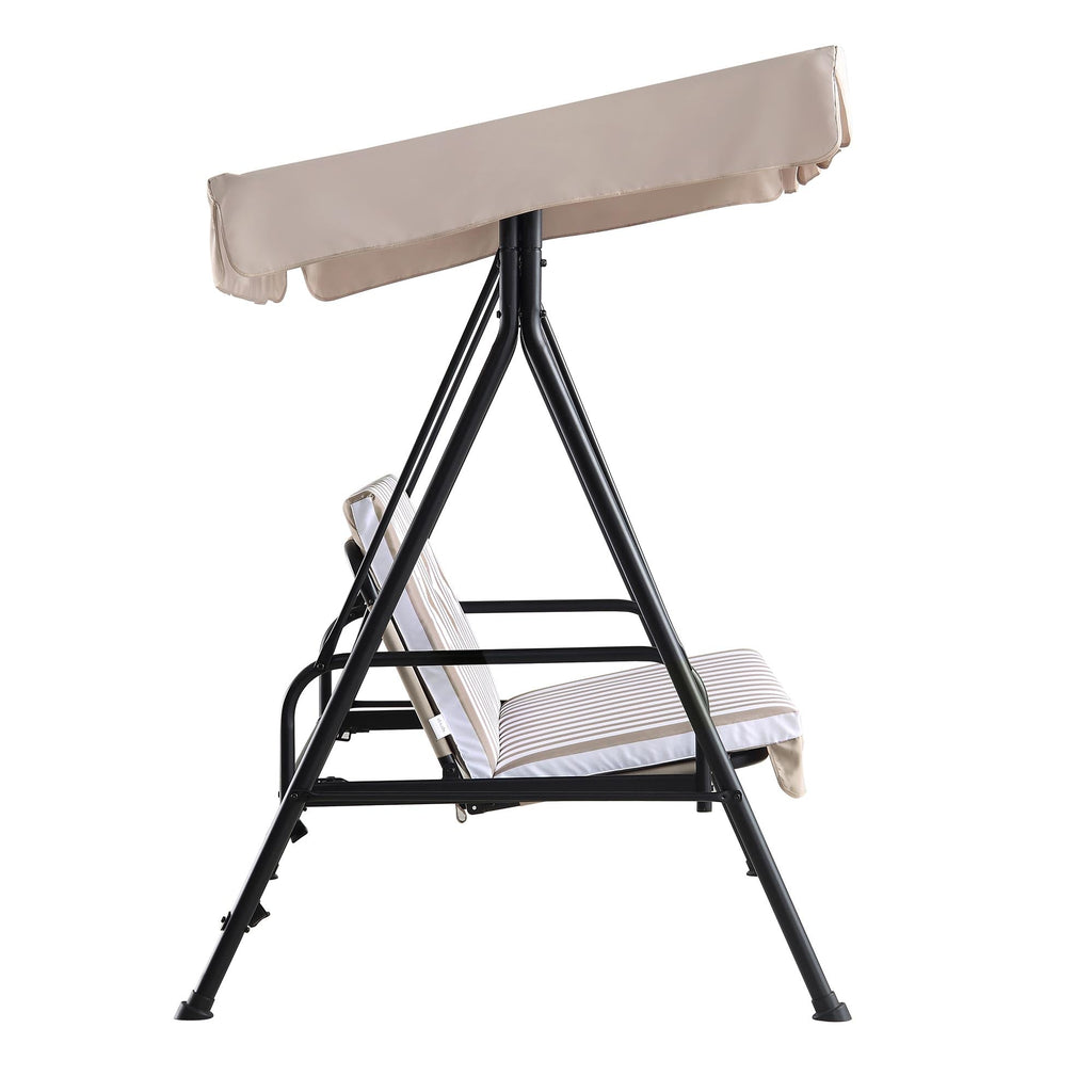 Champneys Outdoor Reclining Swing with Canopy, Taupe Striped