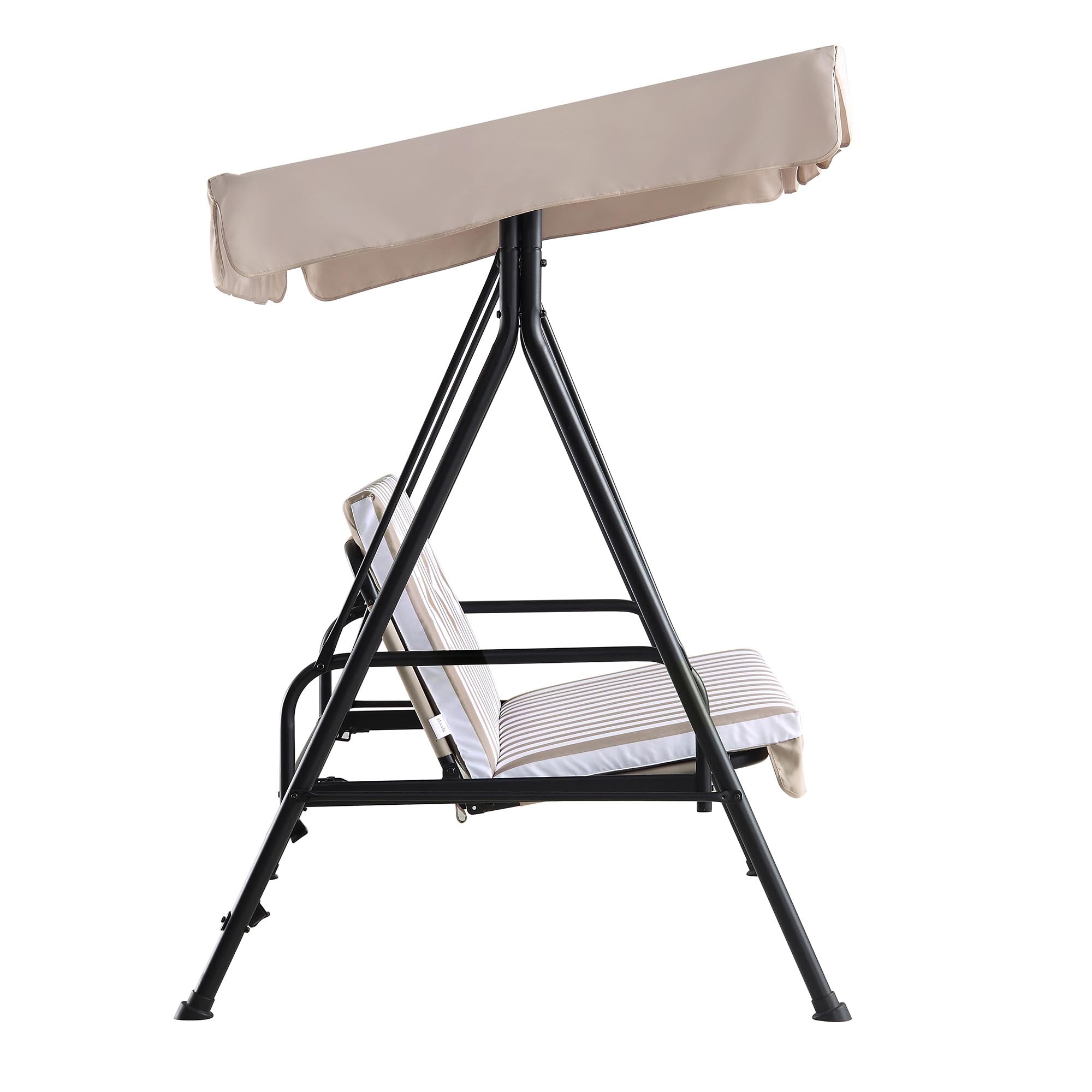 Champneys Outdoor Reclining Swing with Canopy, Taupe Striped