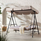 Champneys Outdoor Reclining Swing with Canopy, Taupe Striped