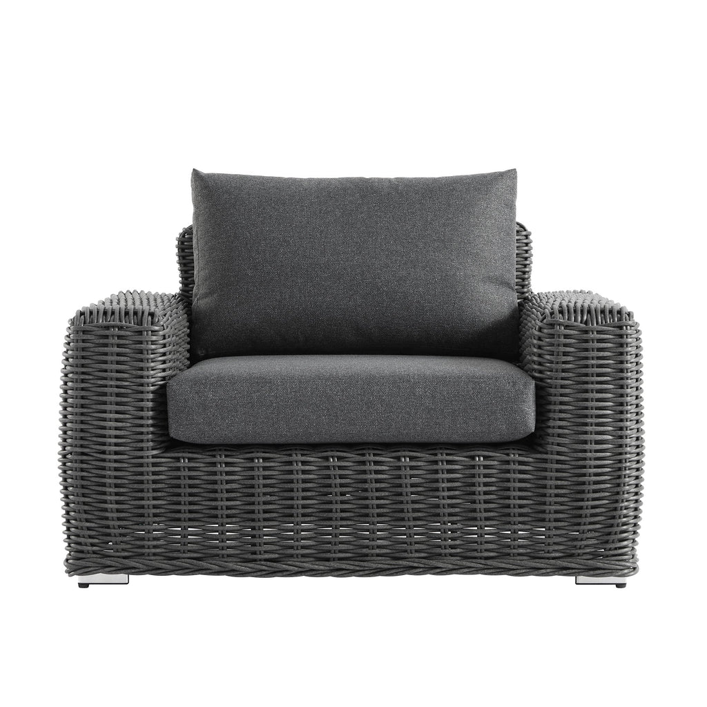 Bellagio Round Wicker Outdoor 1-Seater Sofa, Dark Grey