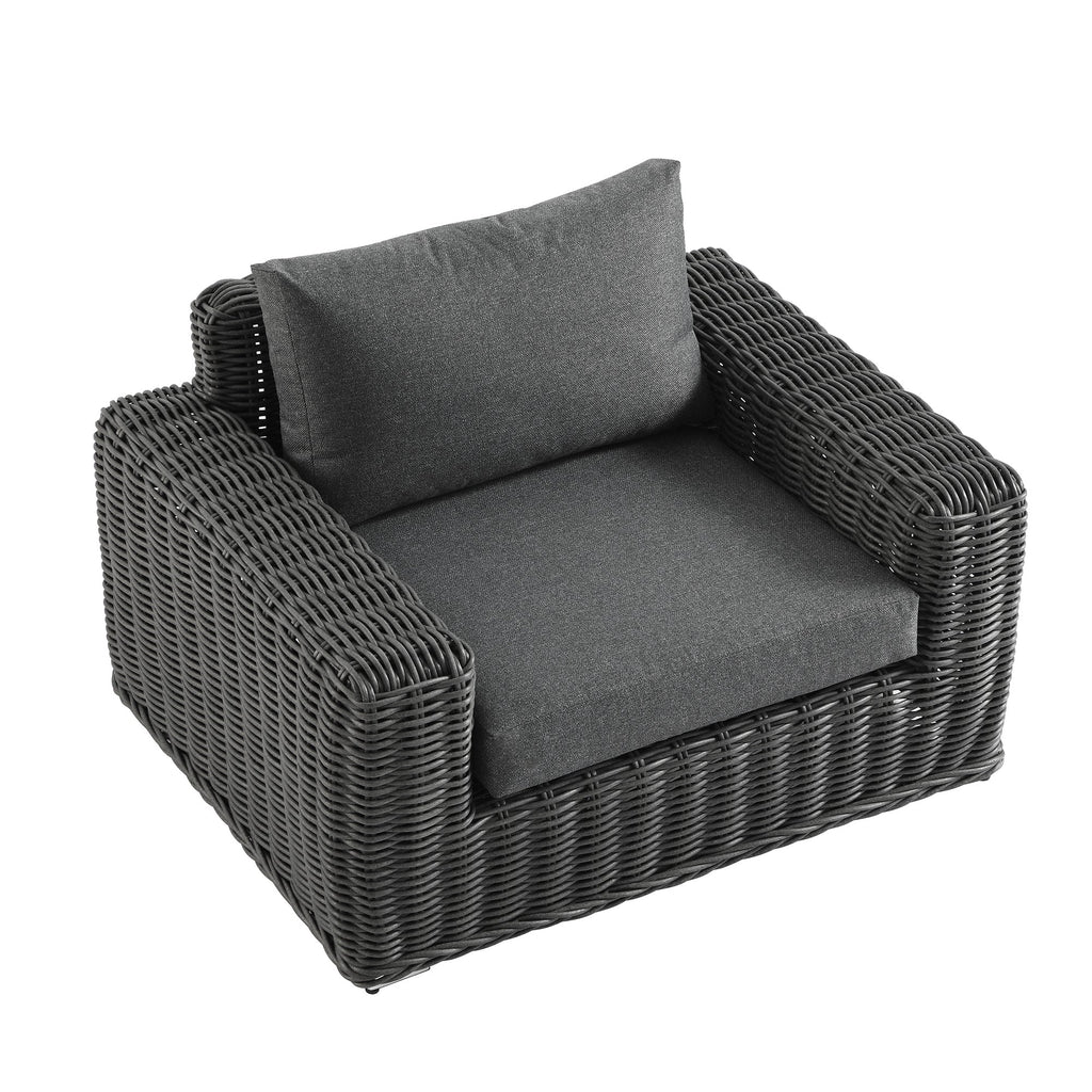 Bellagio Round Wicker Outdoor 1-Seater Sofa, Dark Grey