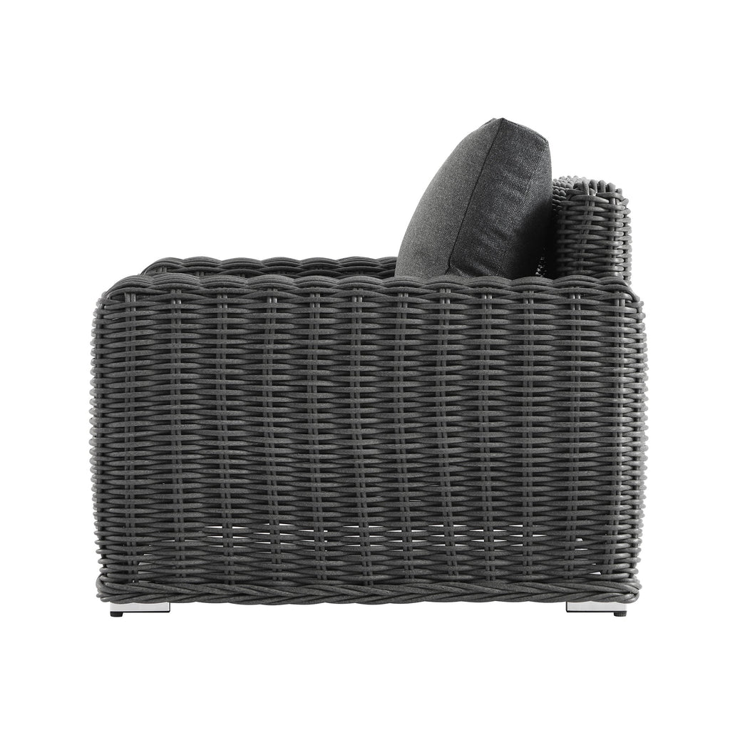 Bellagio Round Wicker Outdoor 1-Seater Sofa, Dark Grey