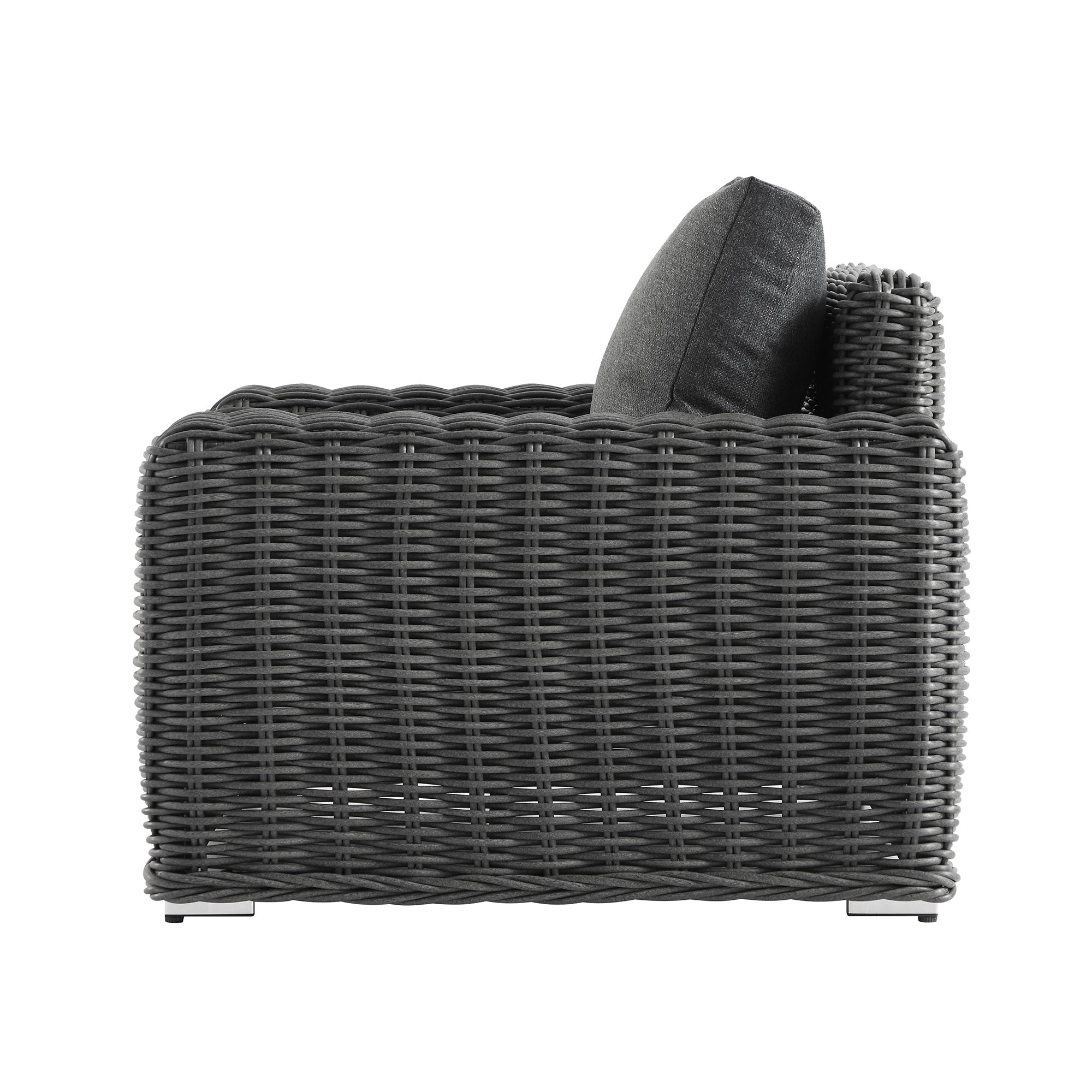 Bellagio Round Wicker Outdoor 1-Seater Sofa, Dark Grey
