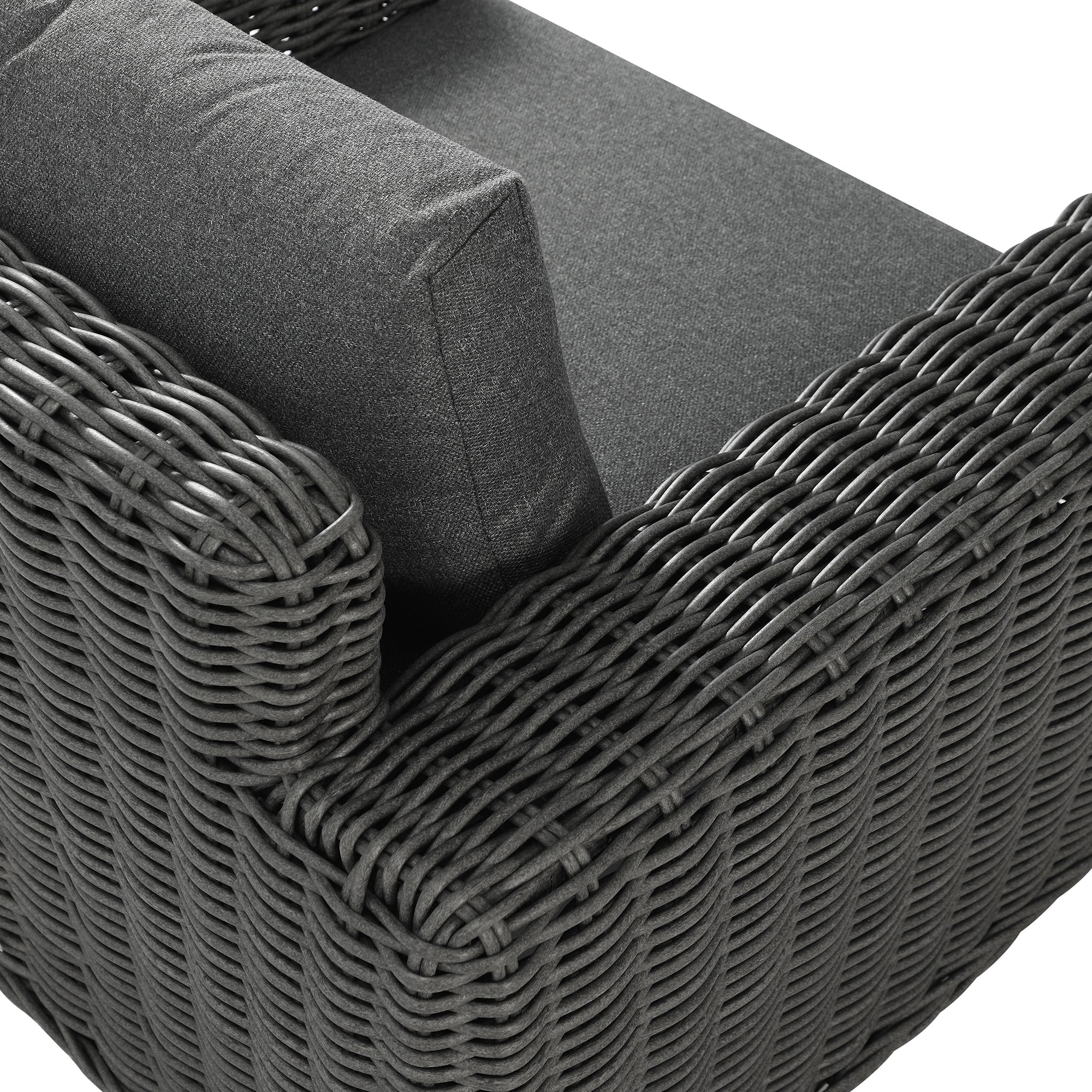 Bellagio Round Wicker Outdoor 1-Seater Sofa, Dark Grey