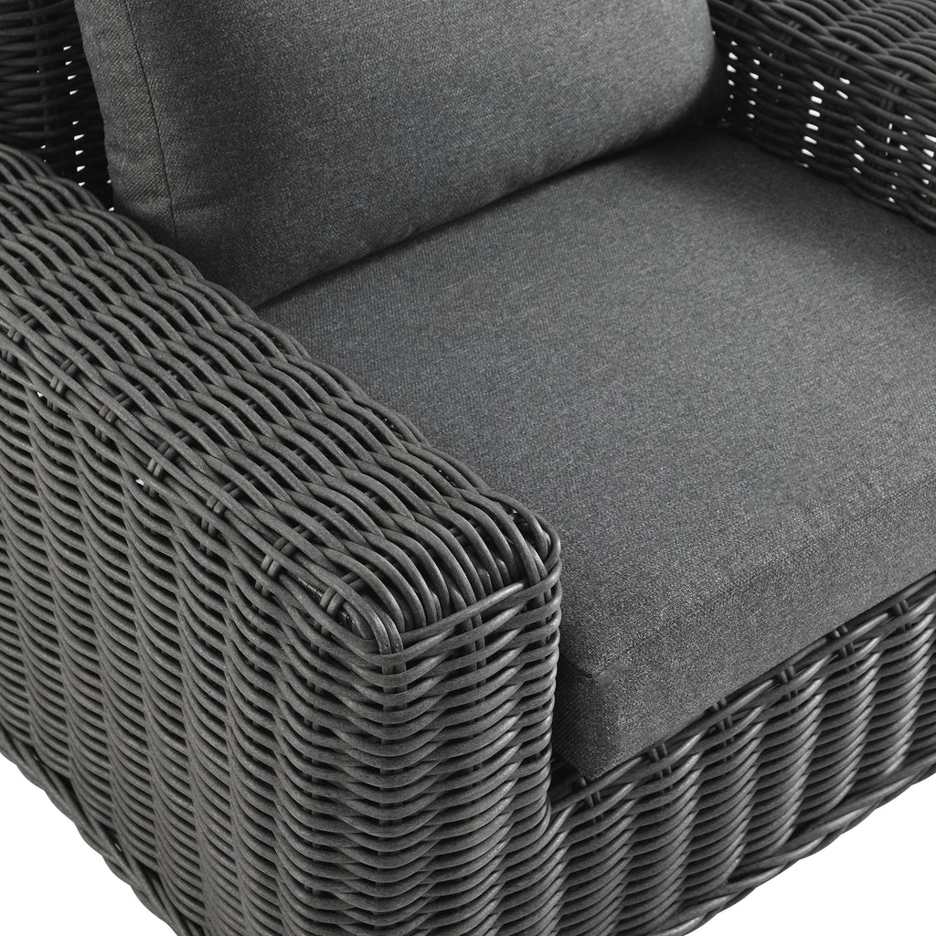 Bellagio Round Wicker Outdoor 1-Seater Sofa, Dark Grey