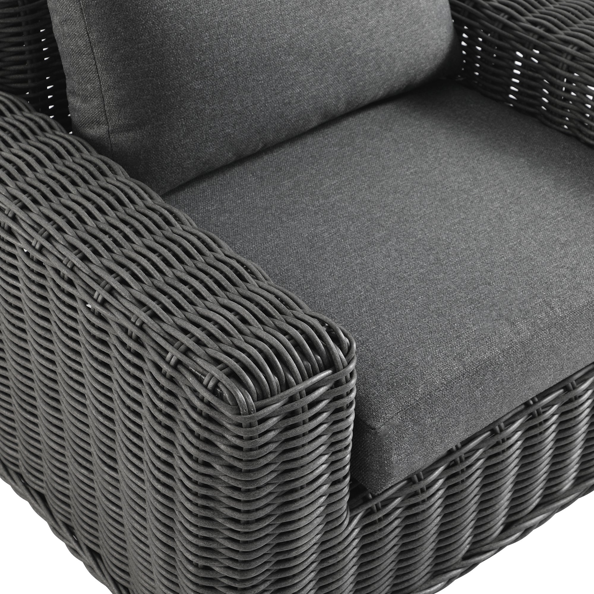 Bellagio Round Wicker Outdoor 1-Seater Sofa, Dark Grey