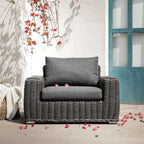 Bellagio Round Wicker Outdoor 1-Seater Sofa, Dark Grey