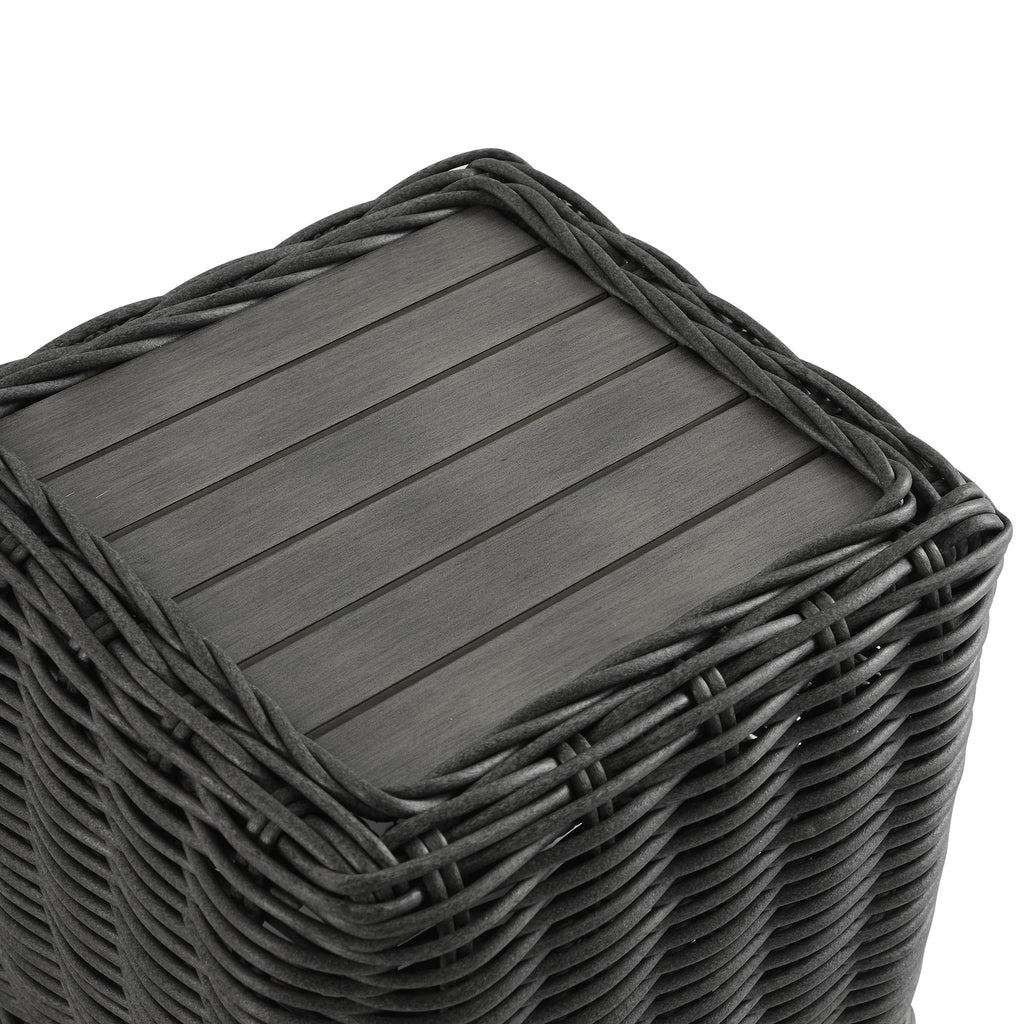 Bellagio Round Wicker Outdoor Side Table, Dark Grey