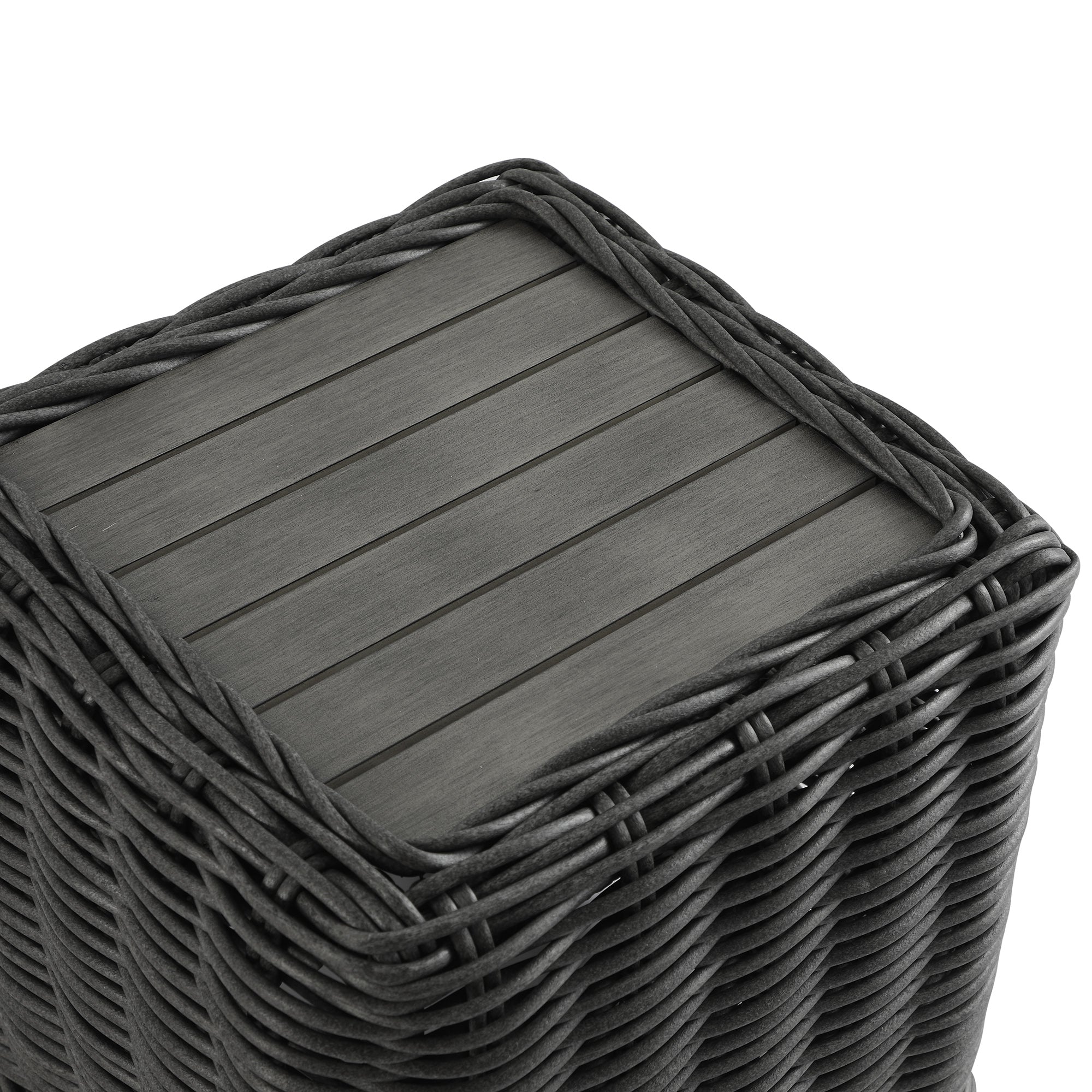 Bellagio Round Wicker Outdoor Side Table, Dark Grey