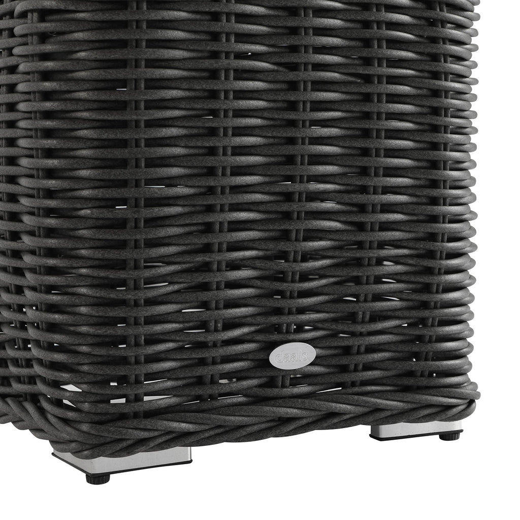 Bellagio Round Wicker Outdoor Side Table, Dark Grey