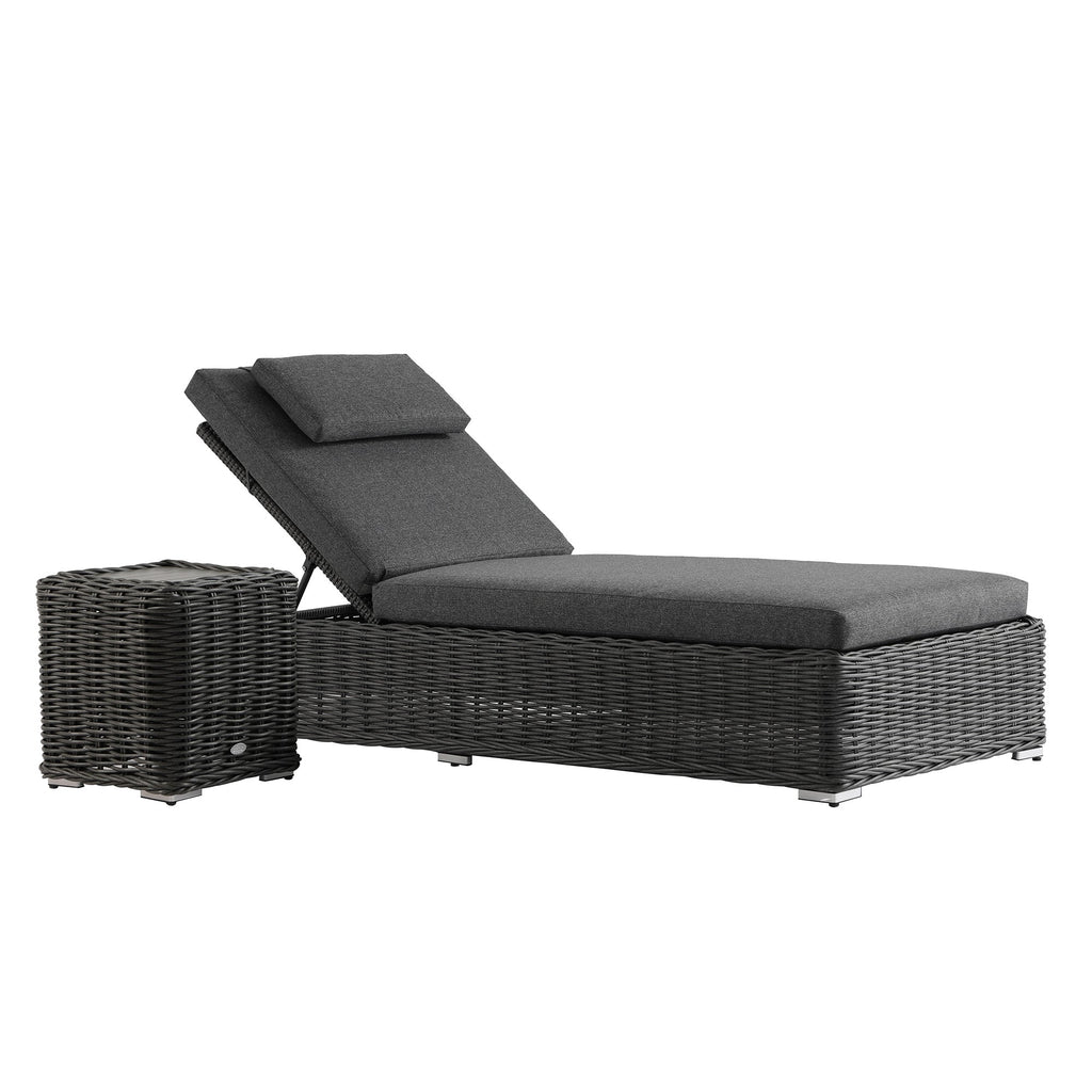 Bellagio Round Wicker Sun Lounger with Headrest, Dark Grey