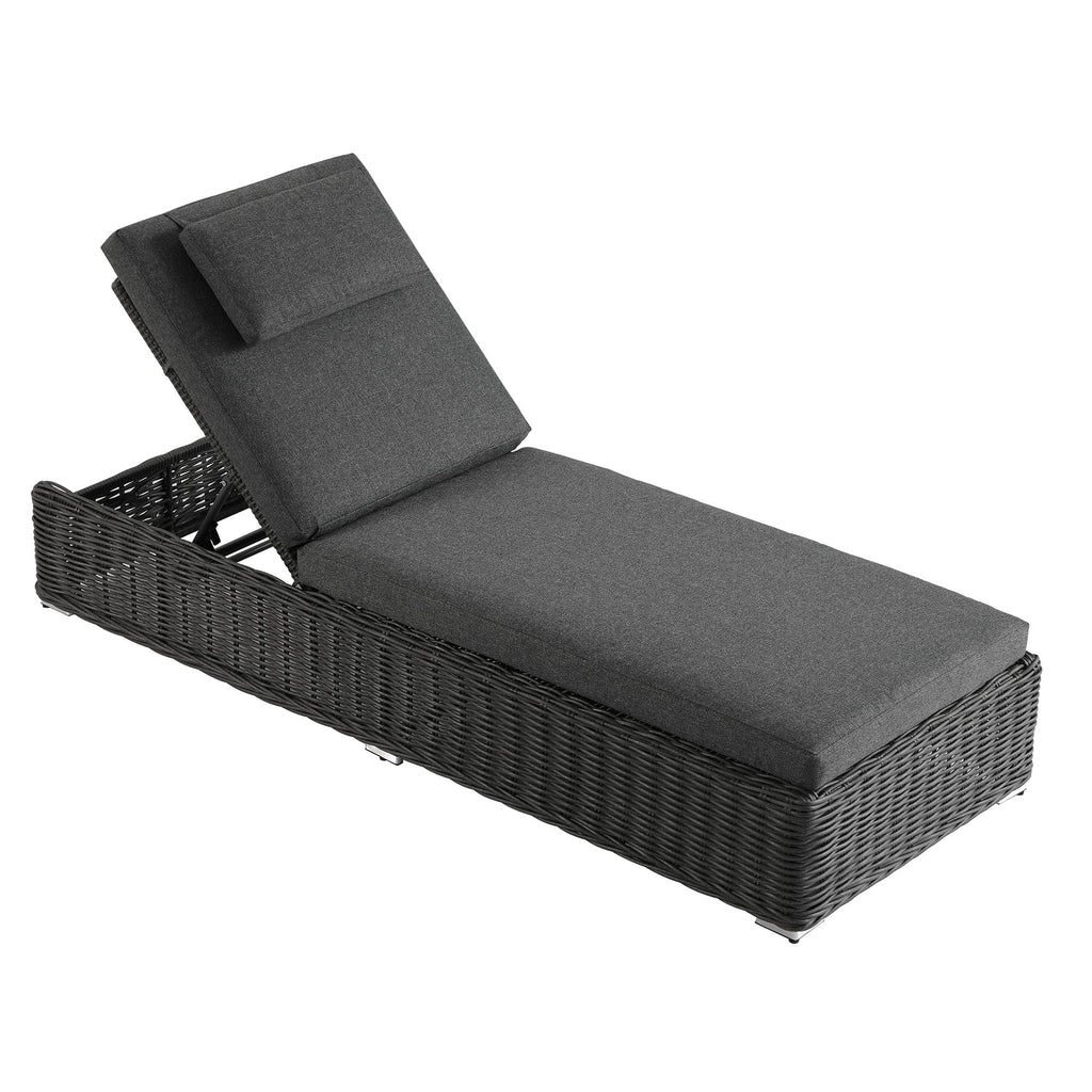 Bellagio Round Wicker Sun Lounger with Headrest, Dark Grey