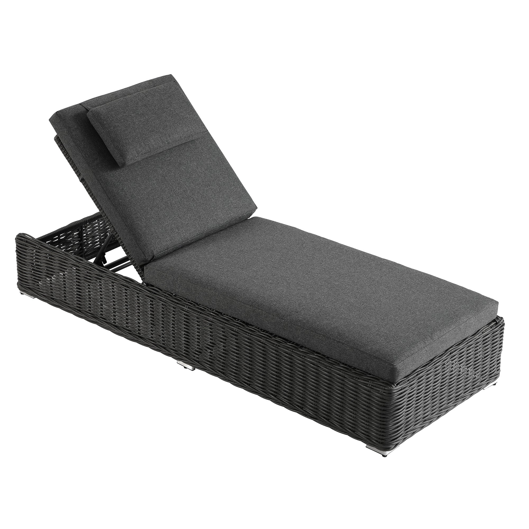 Bellagio Round Wicker Sun Lounger with Headrest, Dark Grey