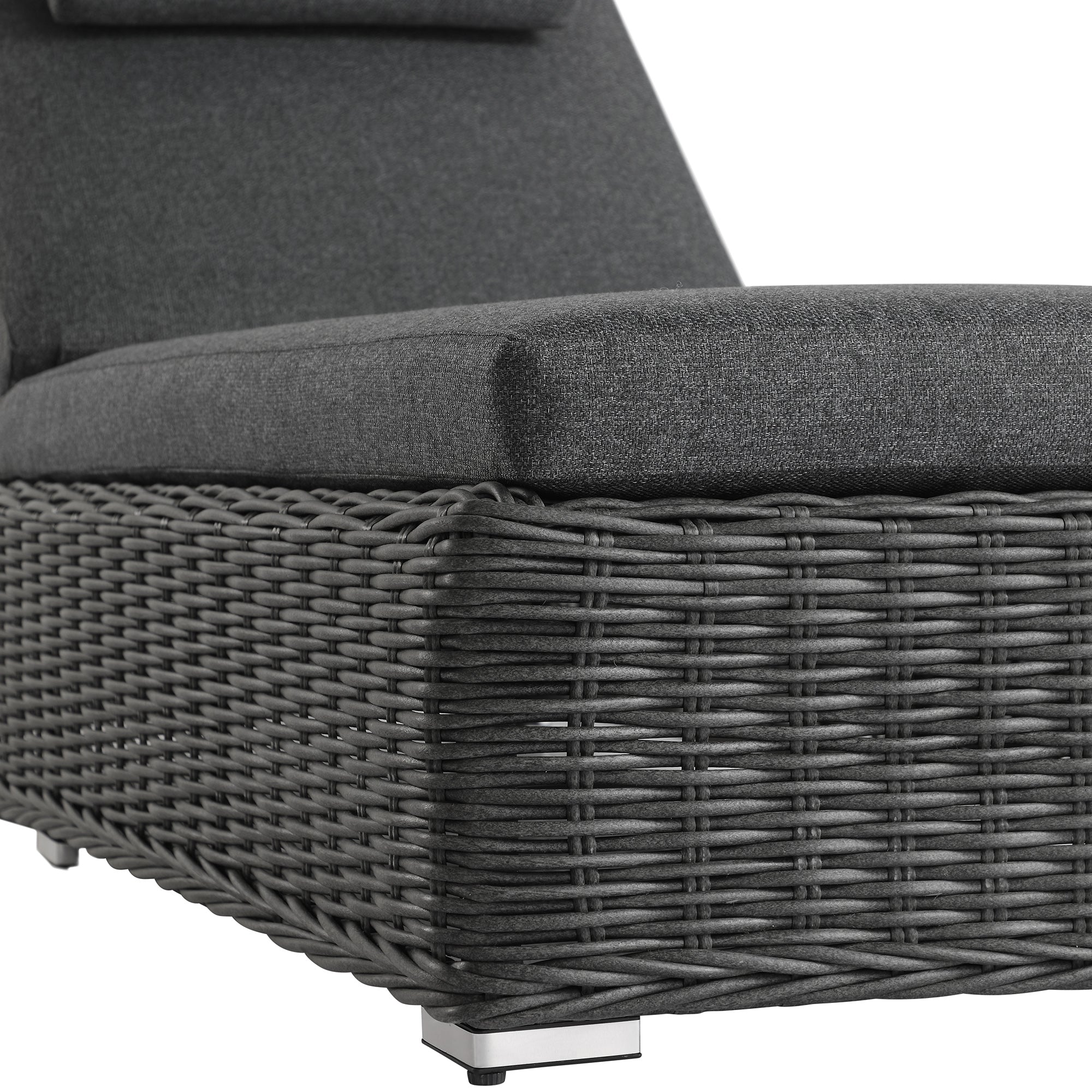 Bellagio Round Wicker Sun Lounger with Headrest, Dark Grey