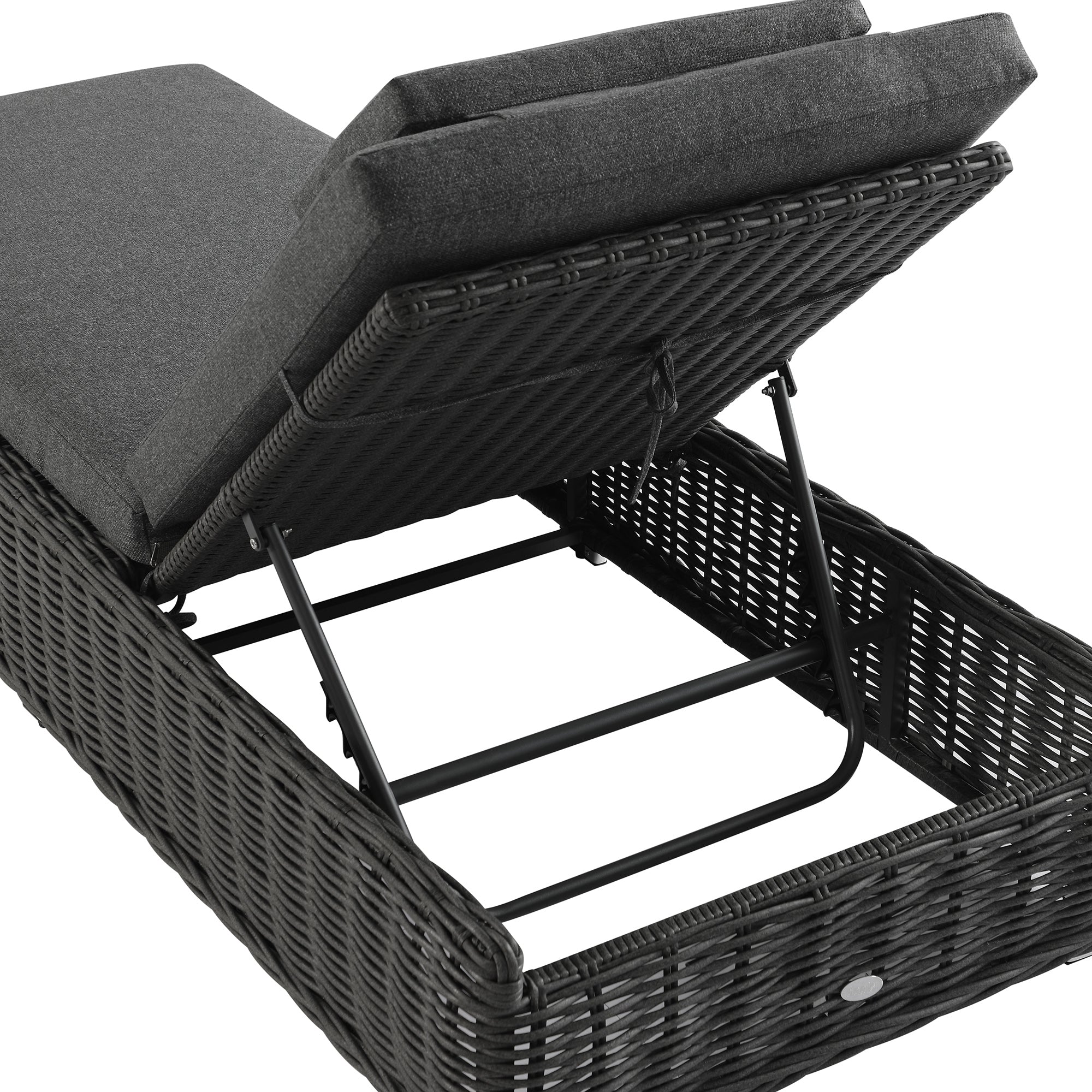 Bellagio Round Wicker Sun Lounger with Headrest, Dark Grey