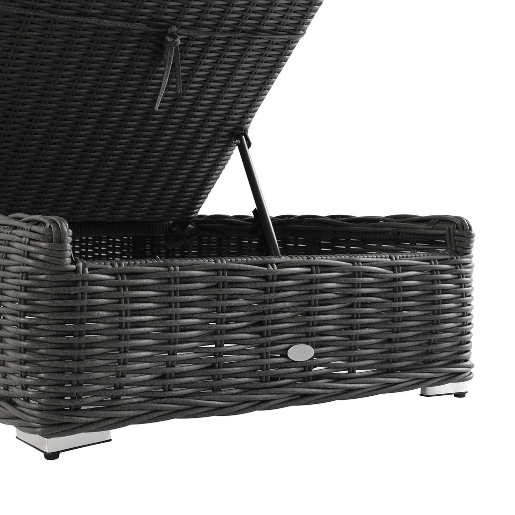 Bellagio Round Wicker Sun Lounger with Headrest, Dark Grey