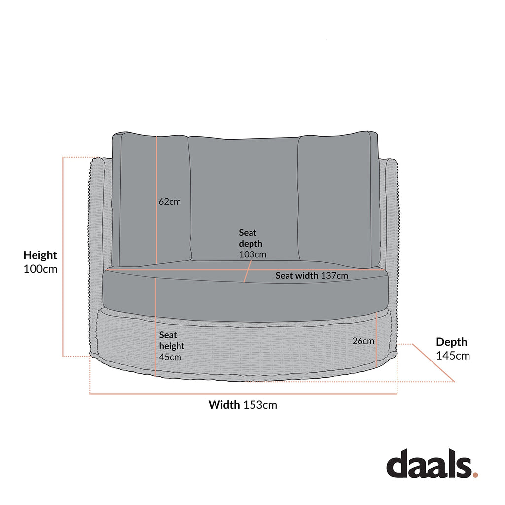 Bellagio Round Wicker Swivel Daybed, Natural