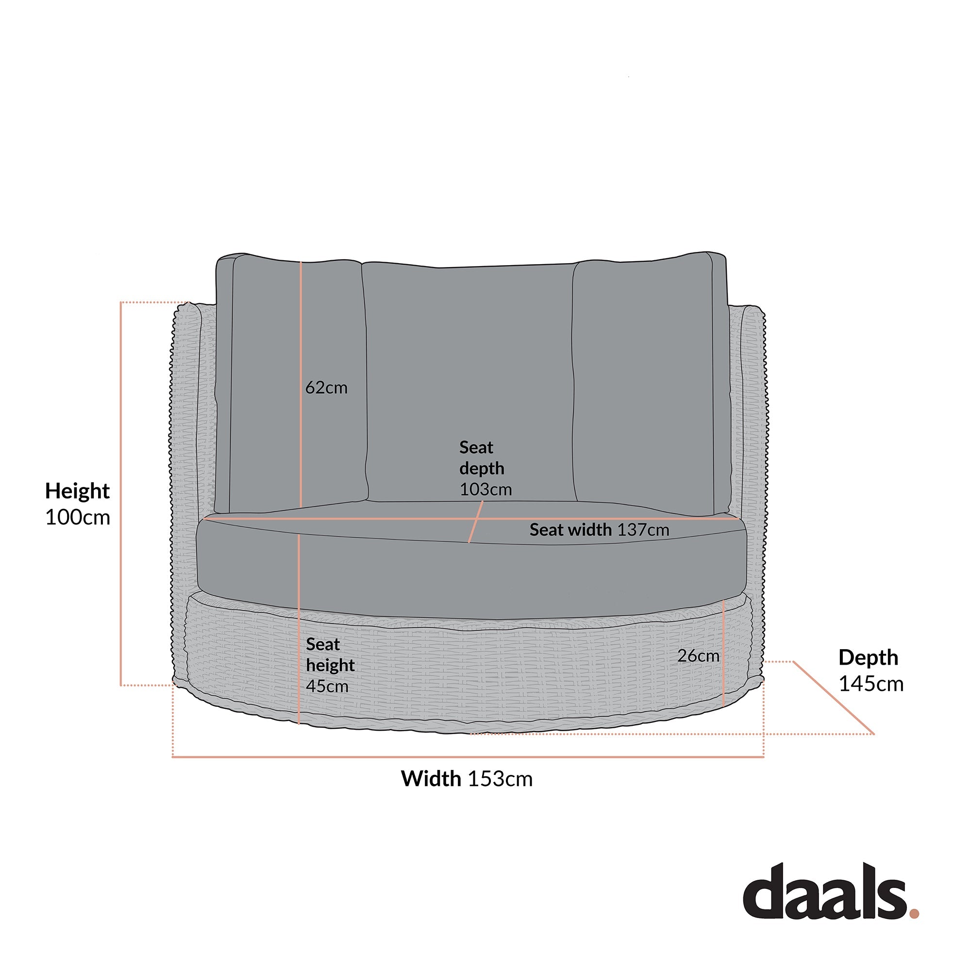 Bellagio Round Wicker Swivel Daybed, Natural