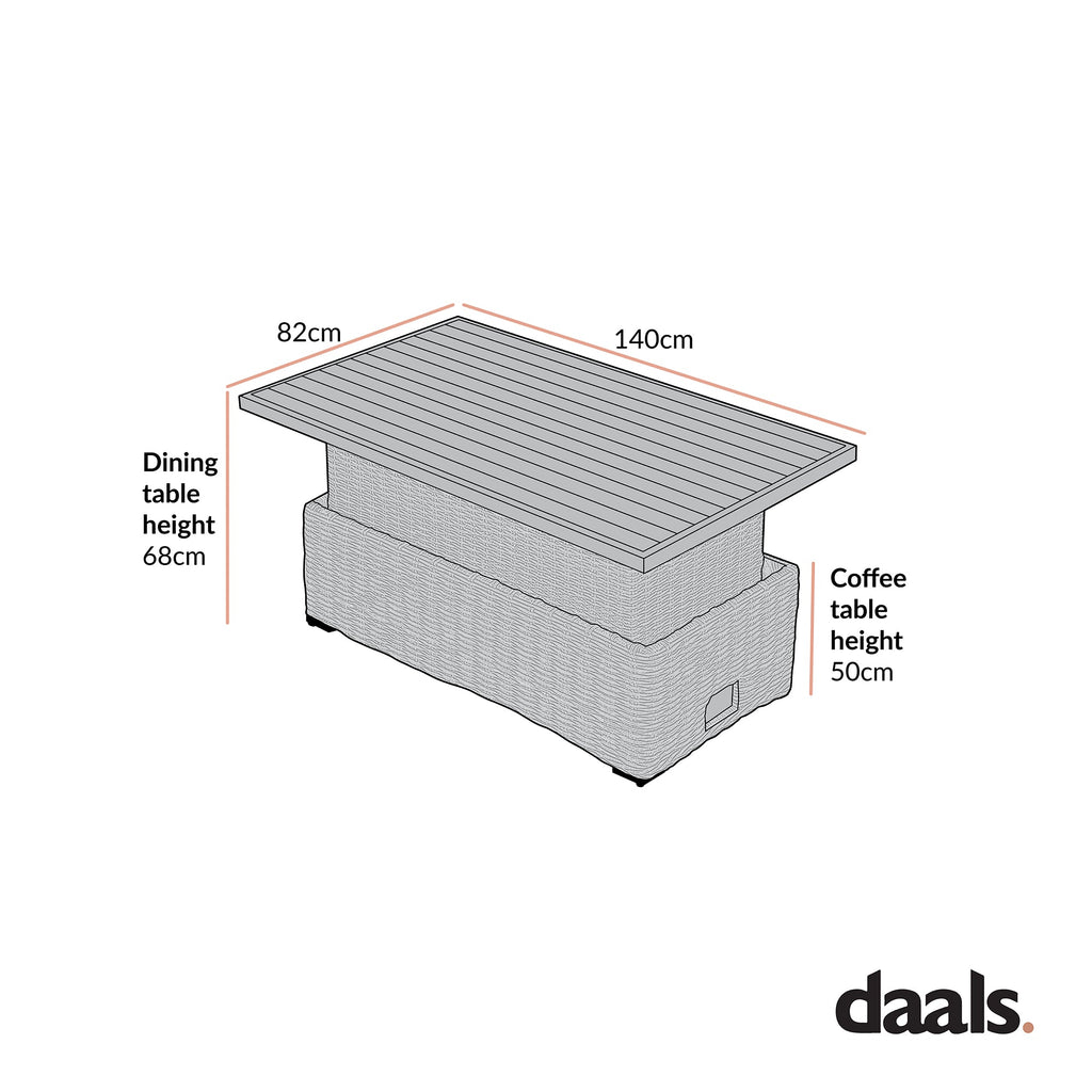 Bellagio Round Wicker Outdoor Rising Table, Light Grey