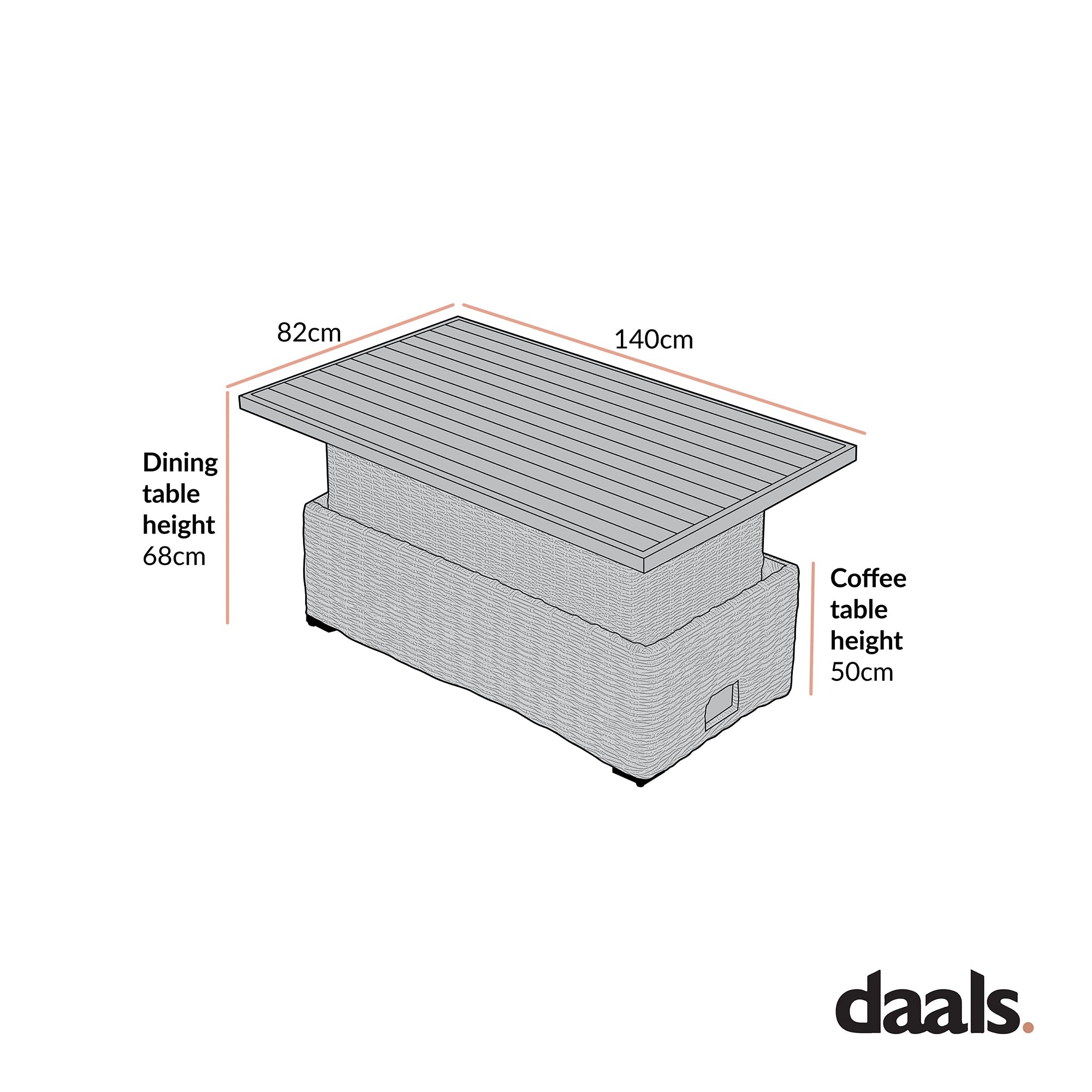 Bellagio Wicker Outdoor Rising Table, Natural