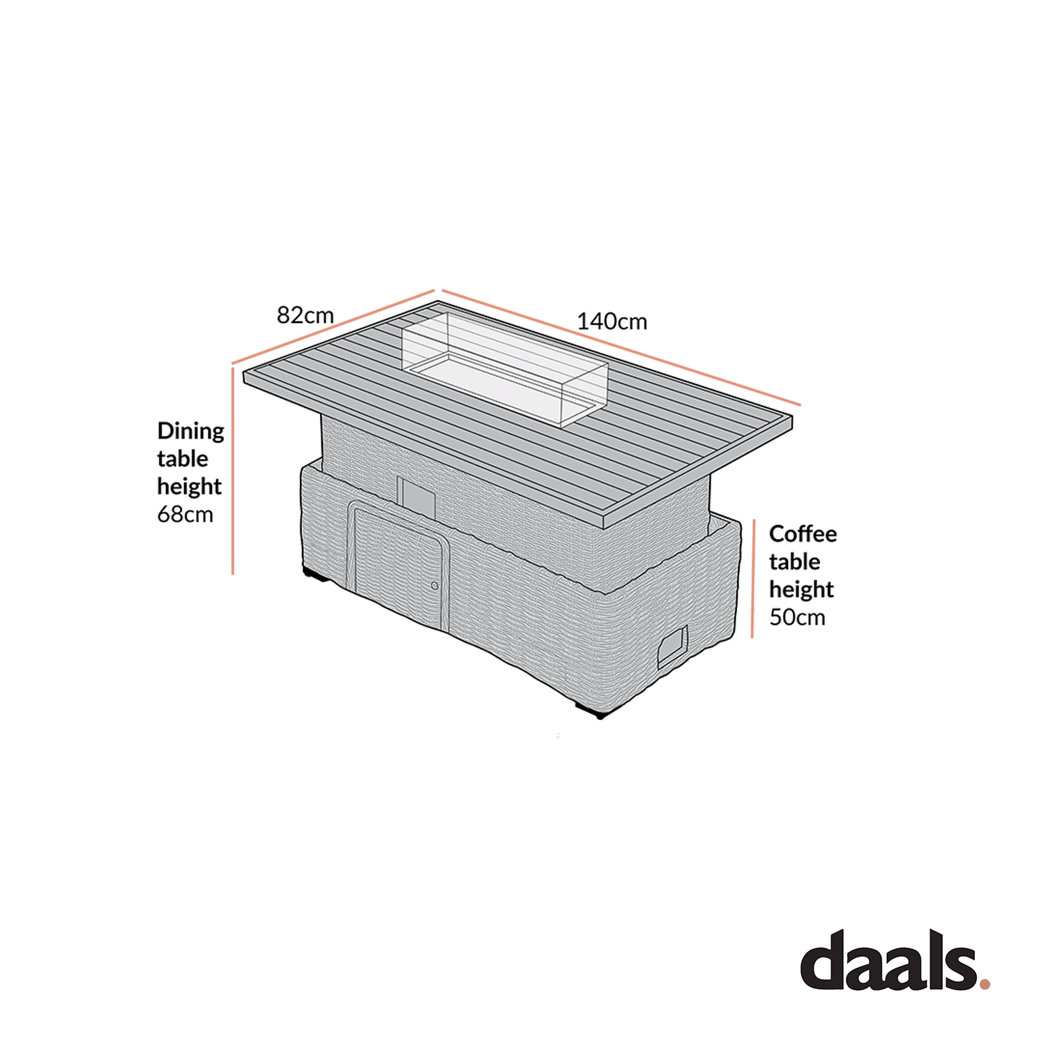 Bellagio Wicker Outdoor Rising Firepit Table, Natural