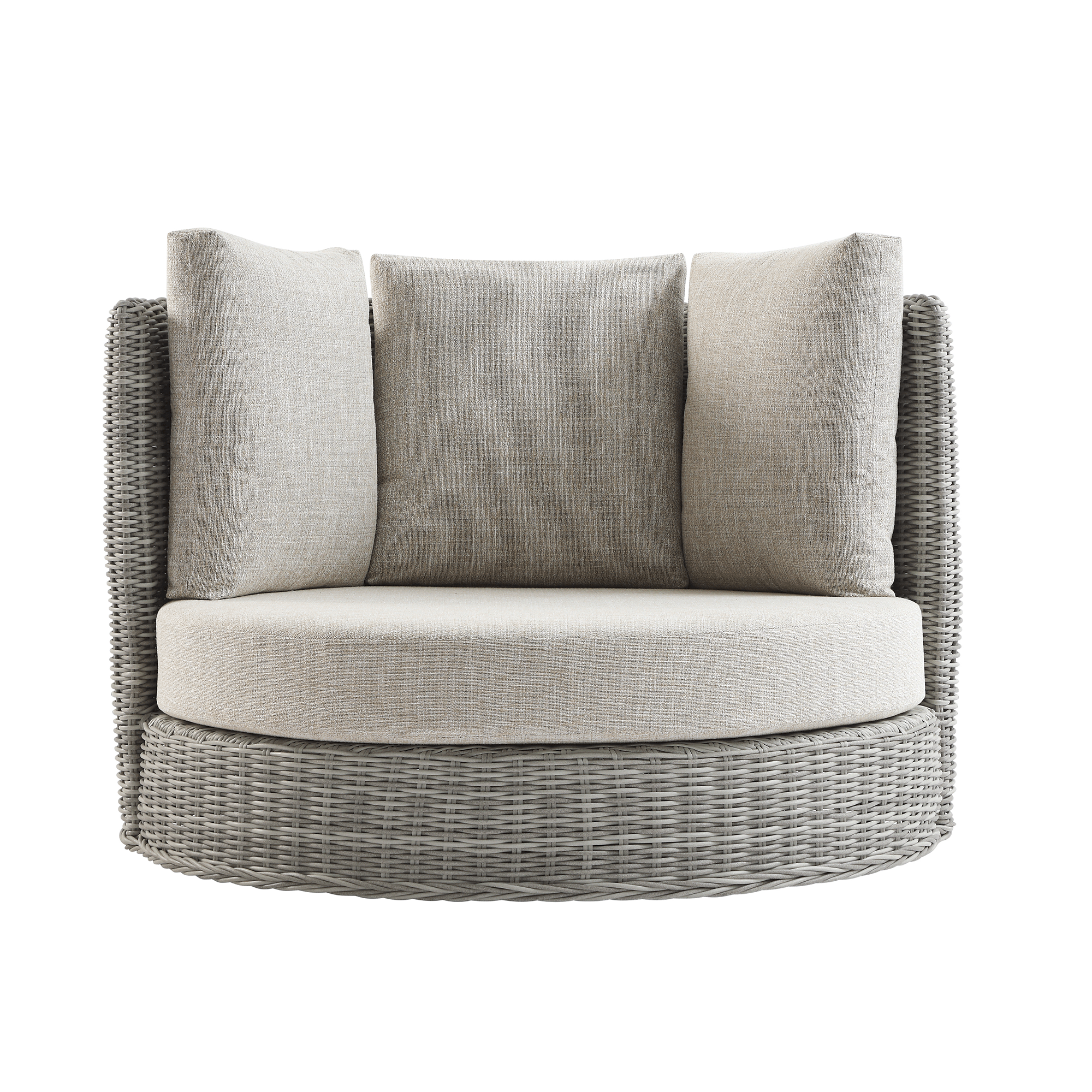 Bellagio Round Wicker Swivel Daybed, Light Grey