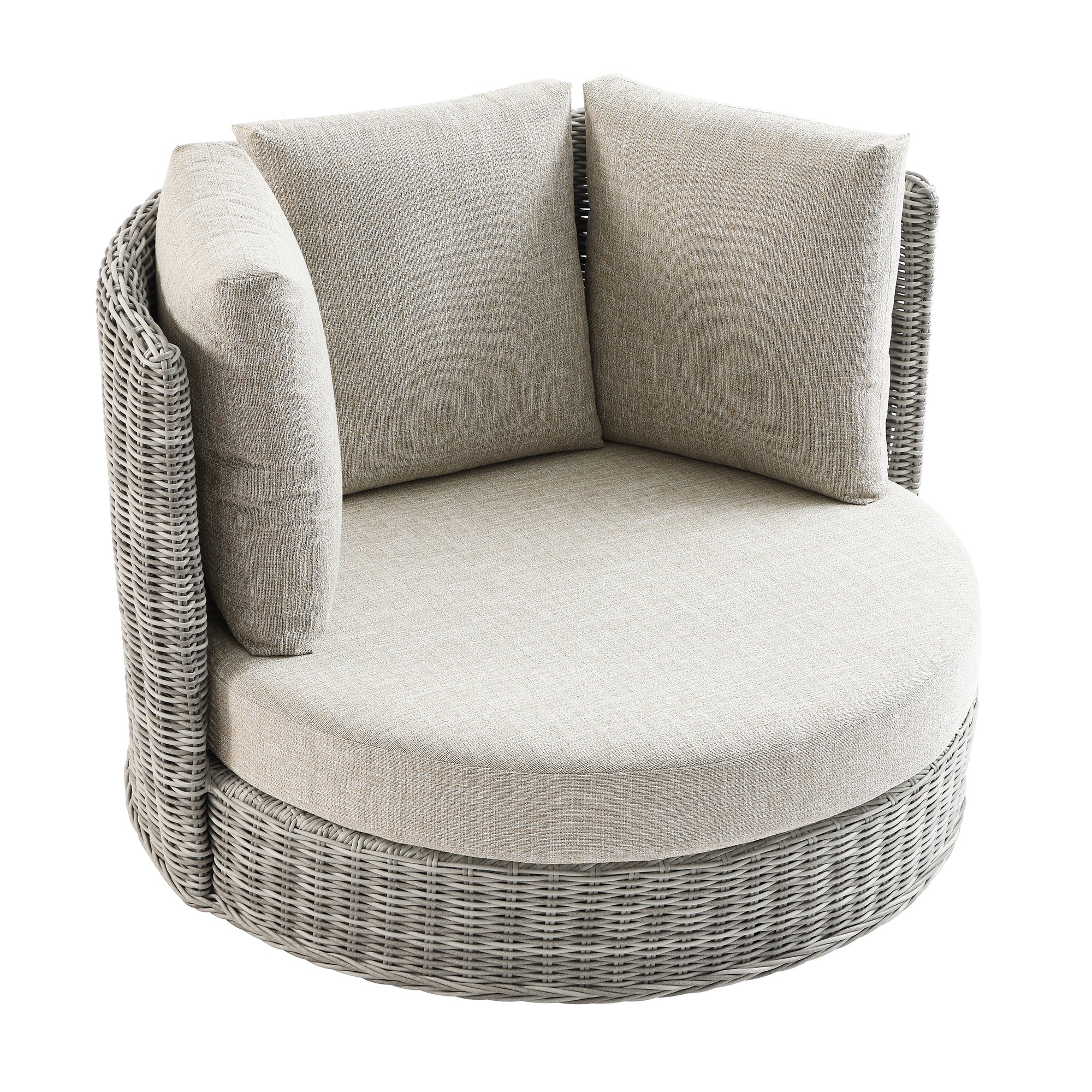 Bellagio Round Wicker Swivel Daybed, Light Grey