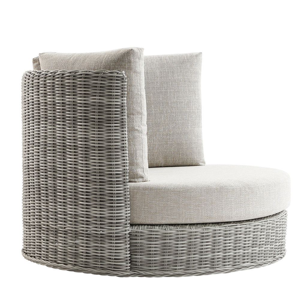 Bellagio Round Wicker Swivel Daybed, Light Grey