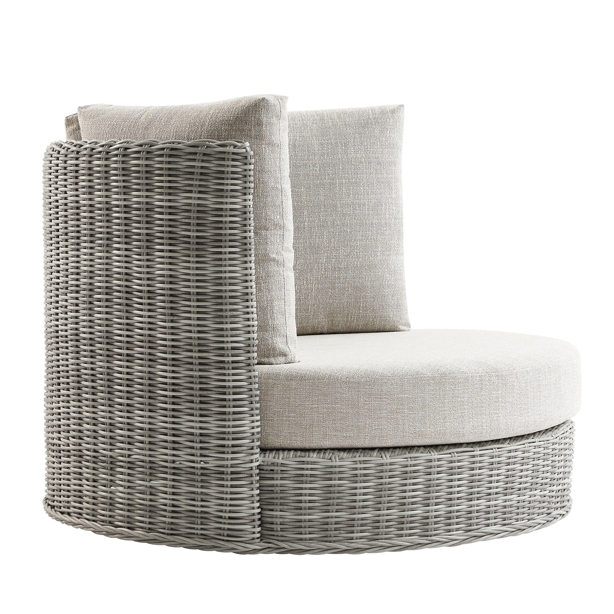 Bellagio Round Wicker Swivel Daybed, Light Grey