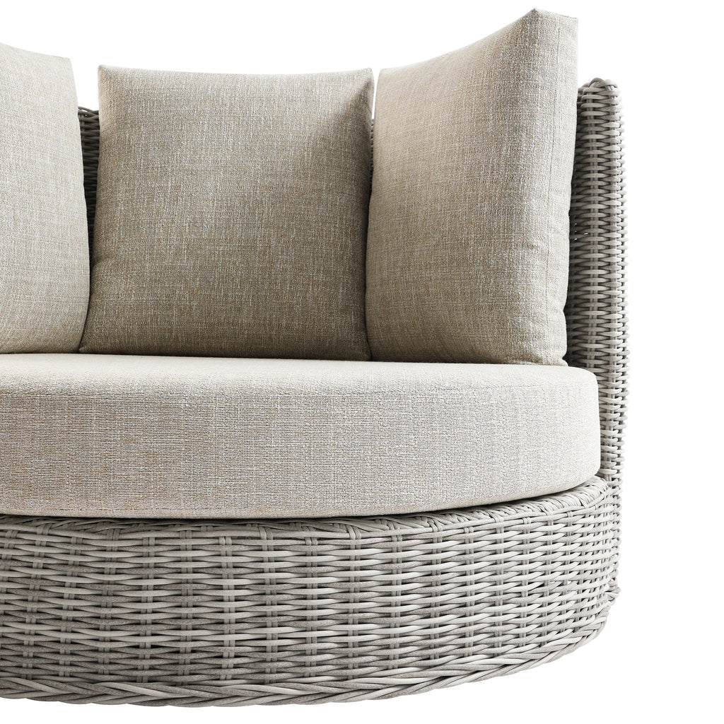 Bellagio Round Wicker Swivel Daybed, Light Grey