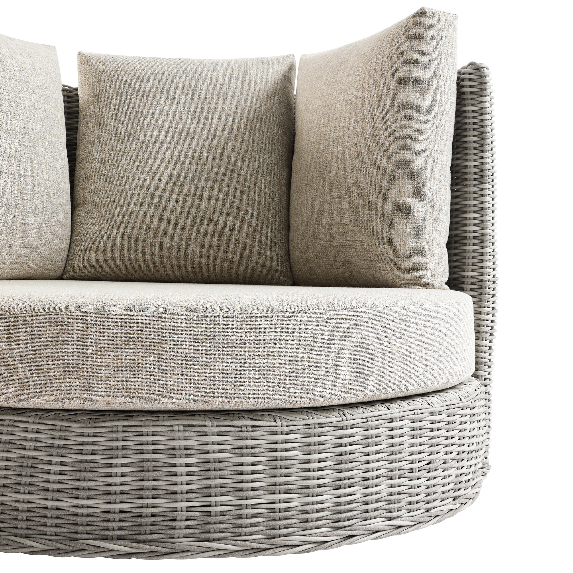 Bellagio Round Wicker Swivel Daybed, Light Grey