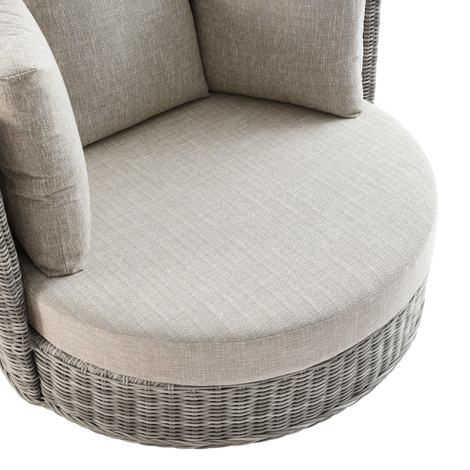 Bellagio Round Wicker Swivel Daybed, Light Grey