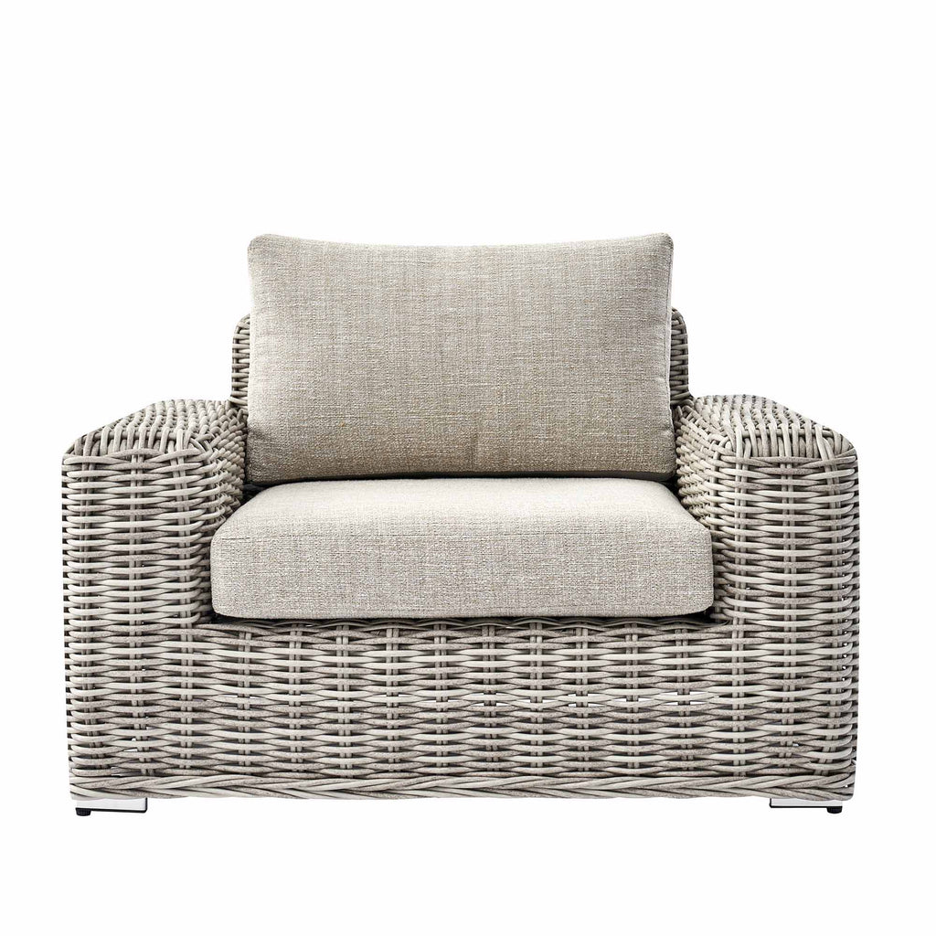 Bellagio Round Wicker Outdoor 1-Seater Sofa, Light Grey