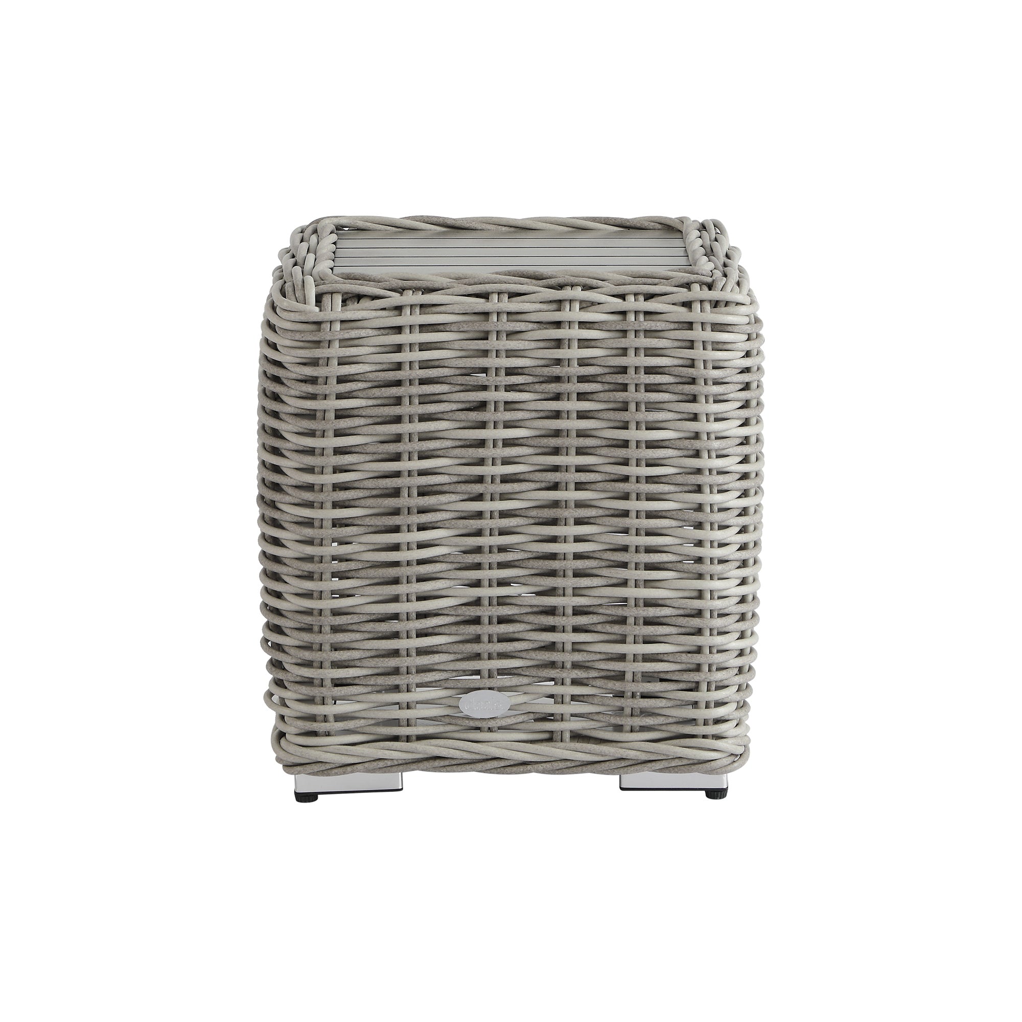 Bellagio Round Wicker Outdoor Side Table, Light Grey